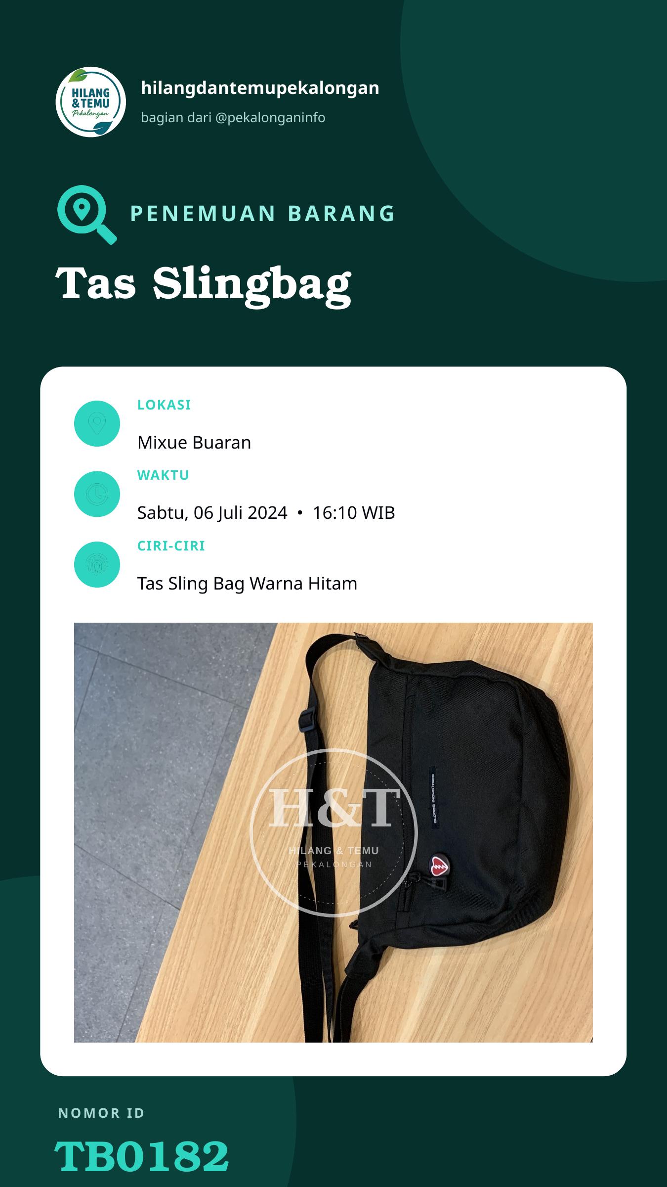 Story 9:16 laporan Tas Slingbag