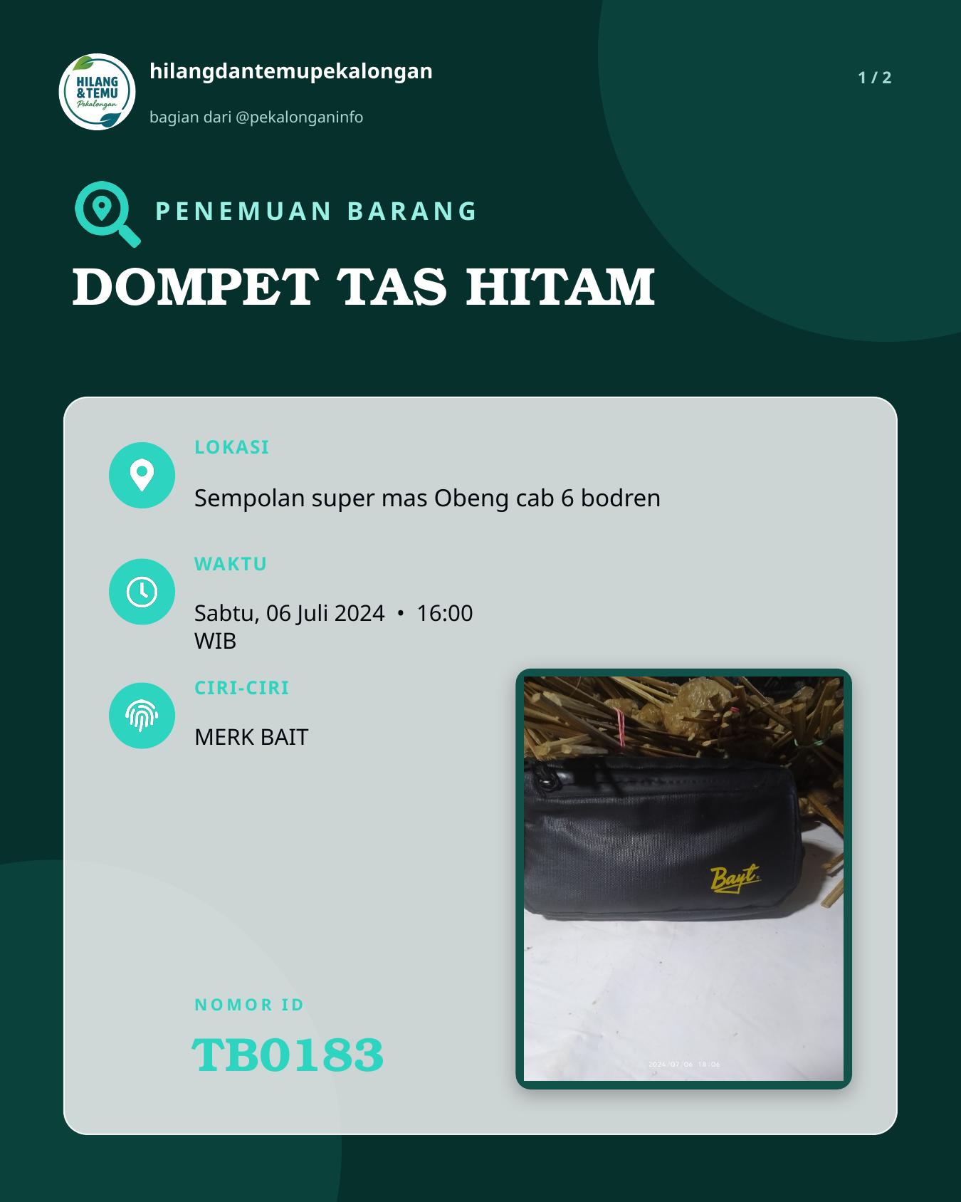 Slide 1 laporan DOMPET TAS HITAM