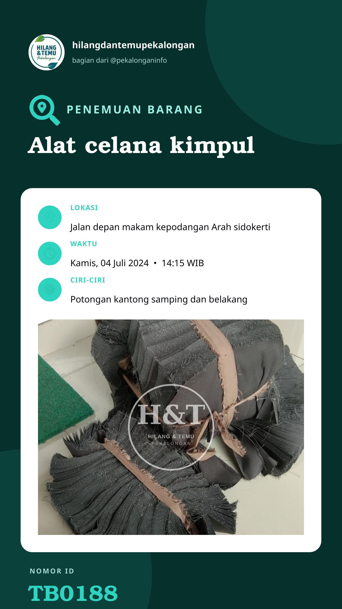 Story 9:16 laporan Alat celana kimpul