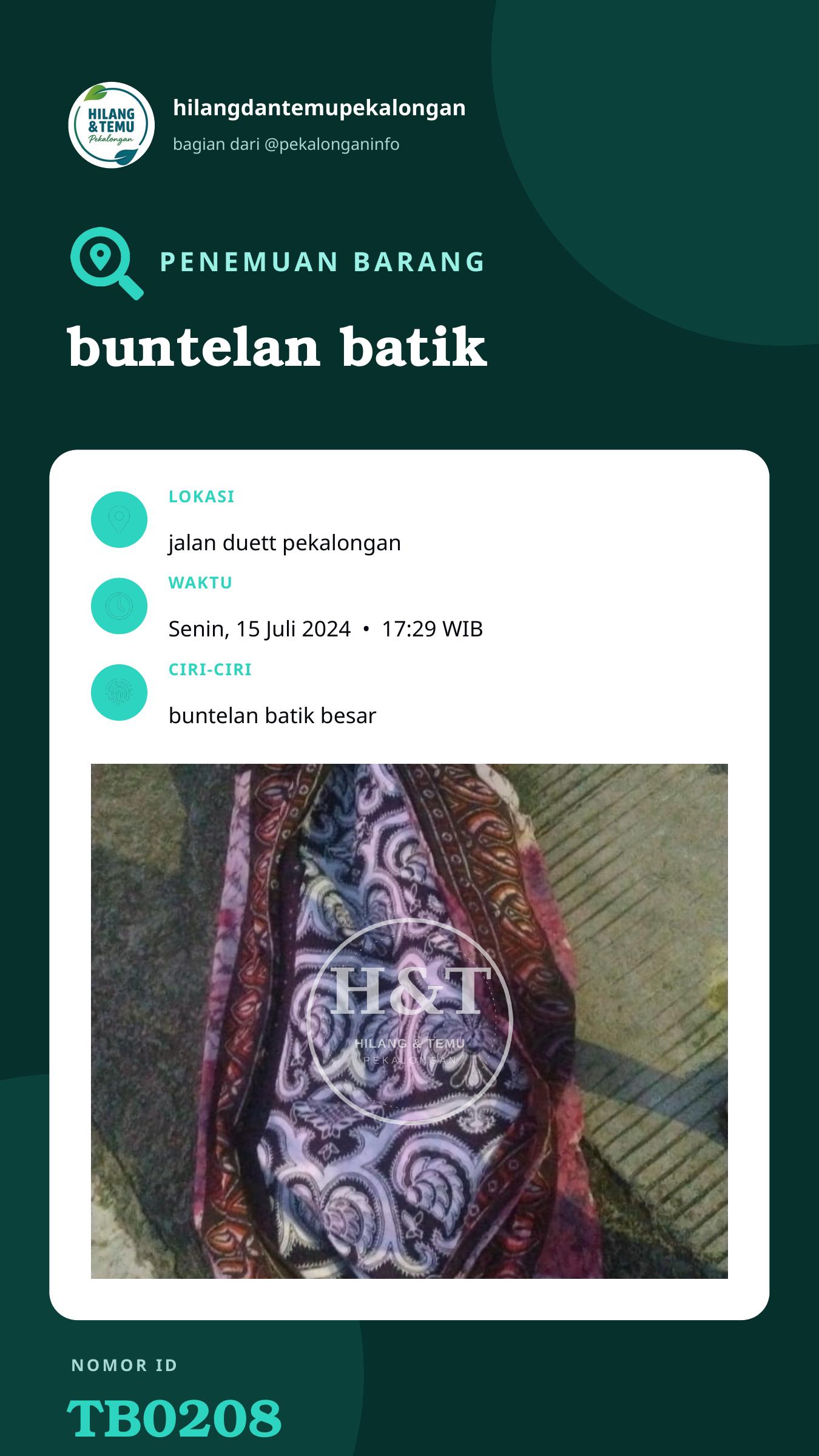 Story 9:16 laporan buntelan batik
