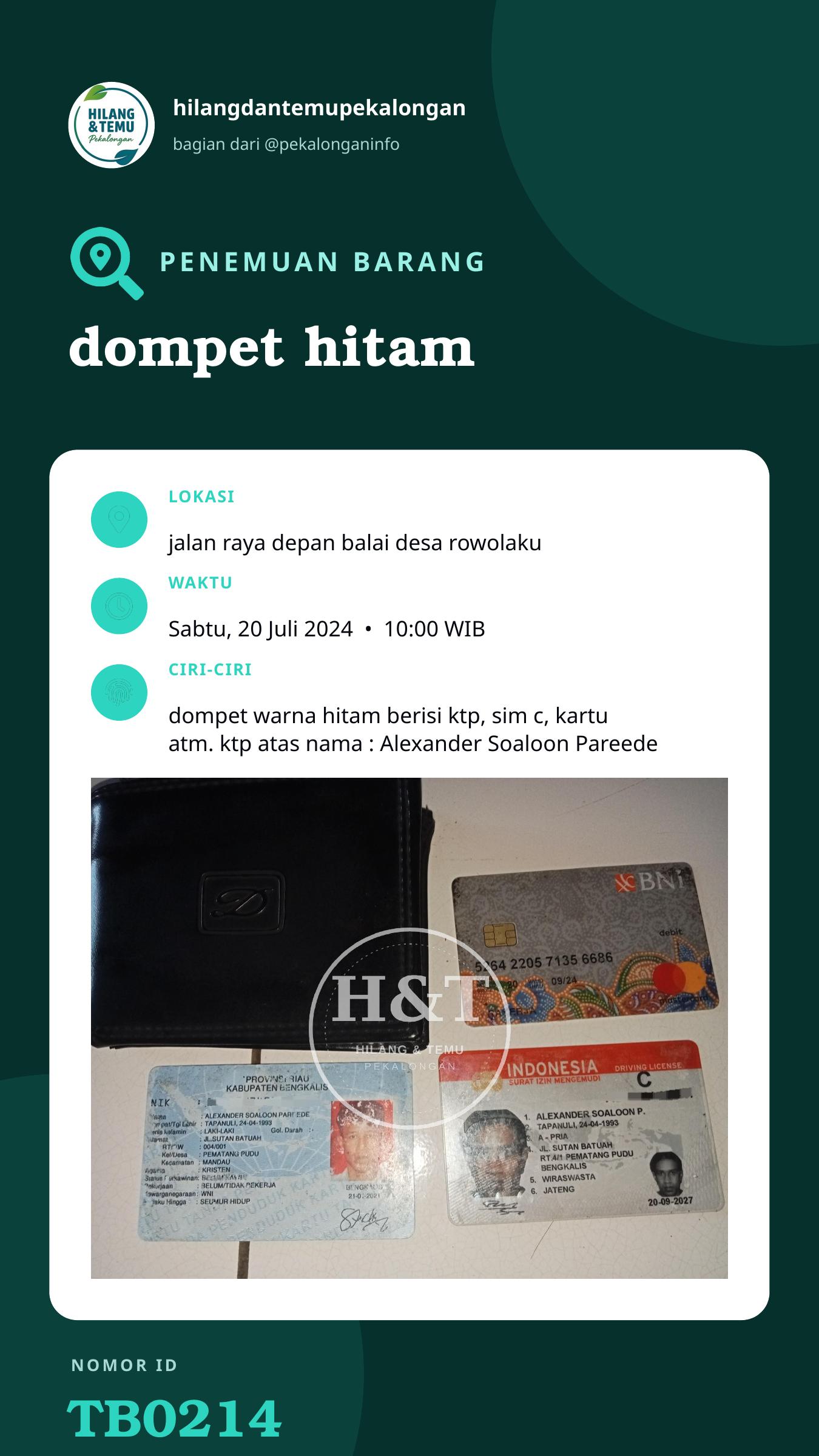 Story 9:16 laporan dompet hitam