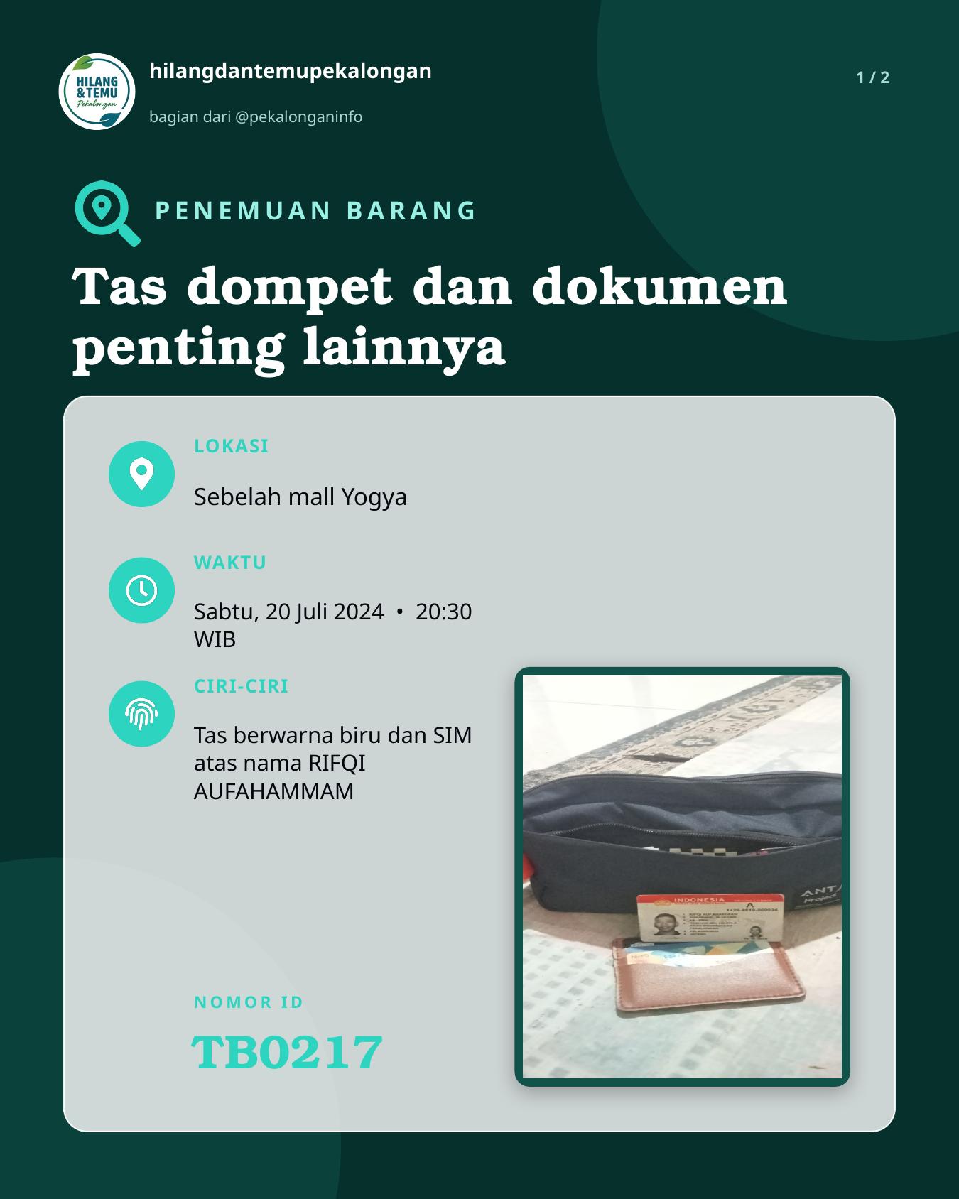 Slide 1 laporan Tas dompet dan dokumen penting lainnya