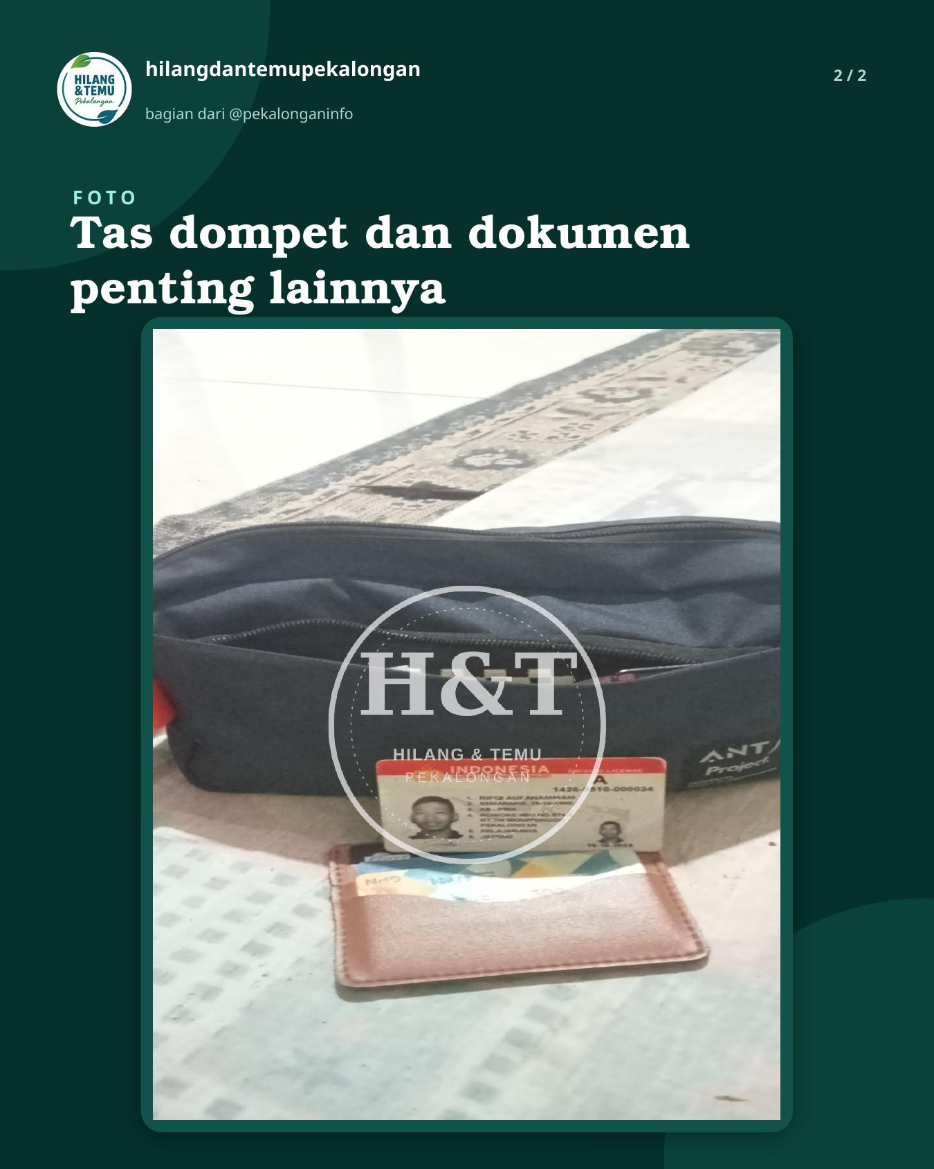 Slide 2 laporan Tas dompet dan dokumen penting lainnya