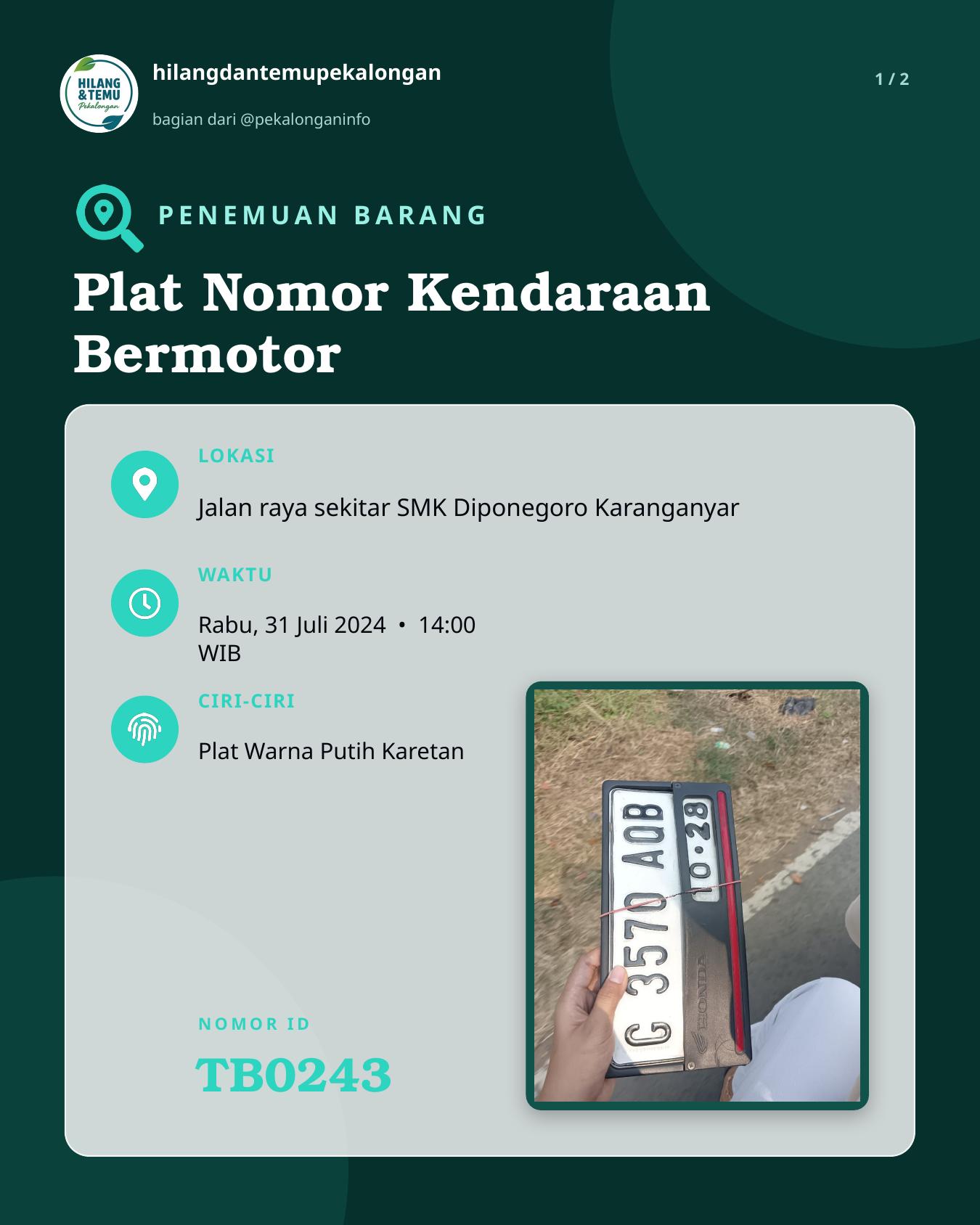 Slide 1 laporan Plat Nomor Kendaraan Bermotor