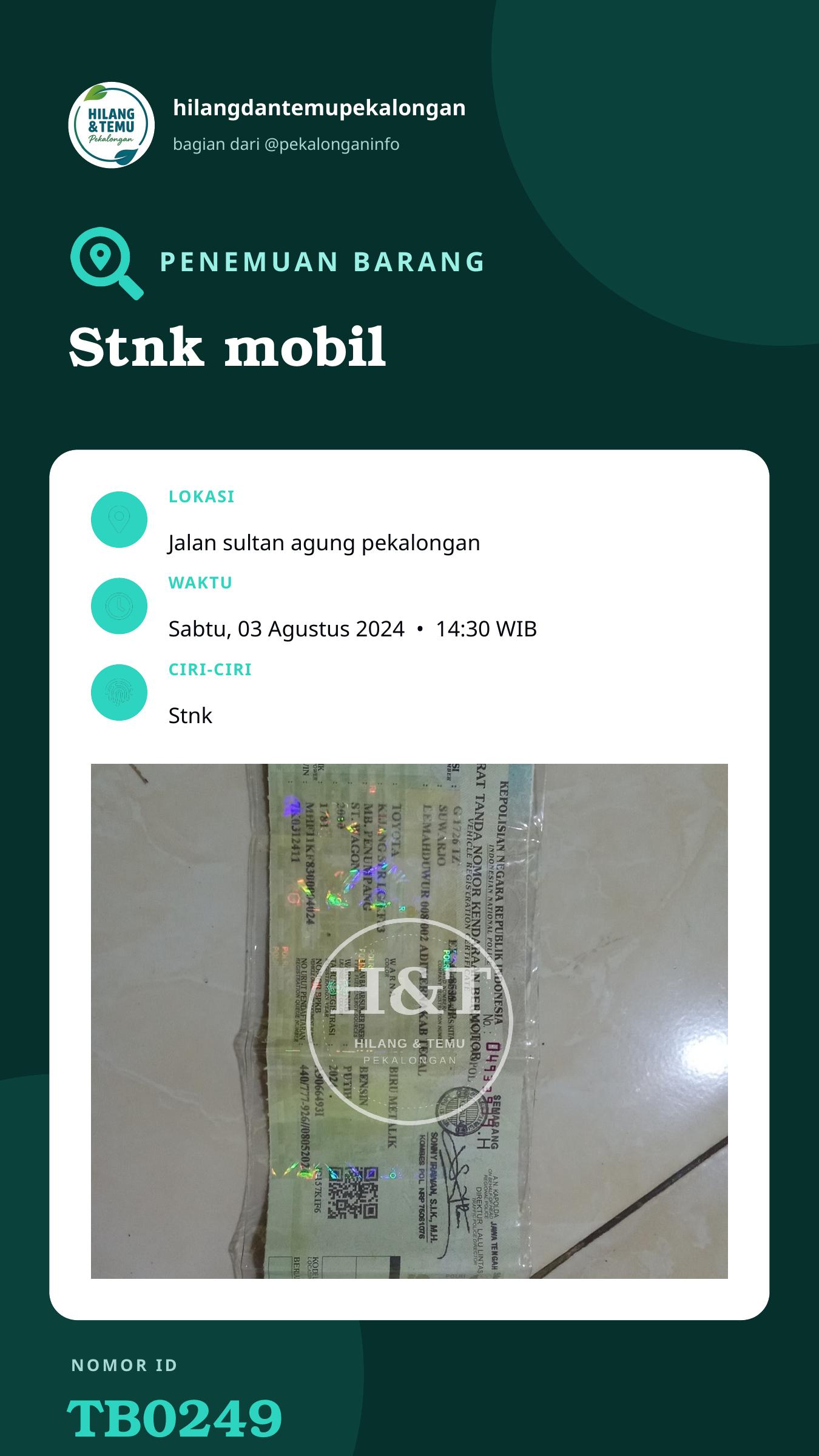 Story 9:16 laporan Stnk mobil