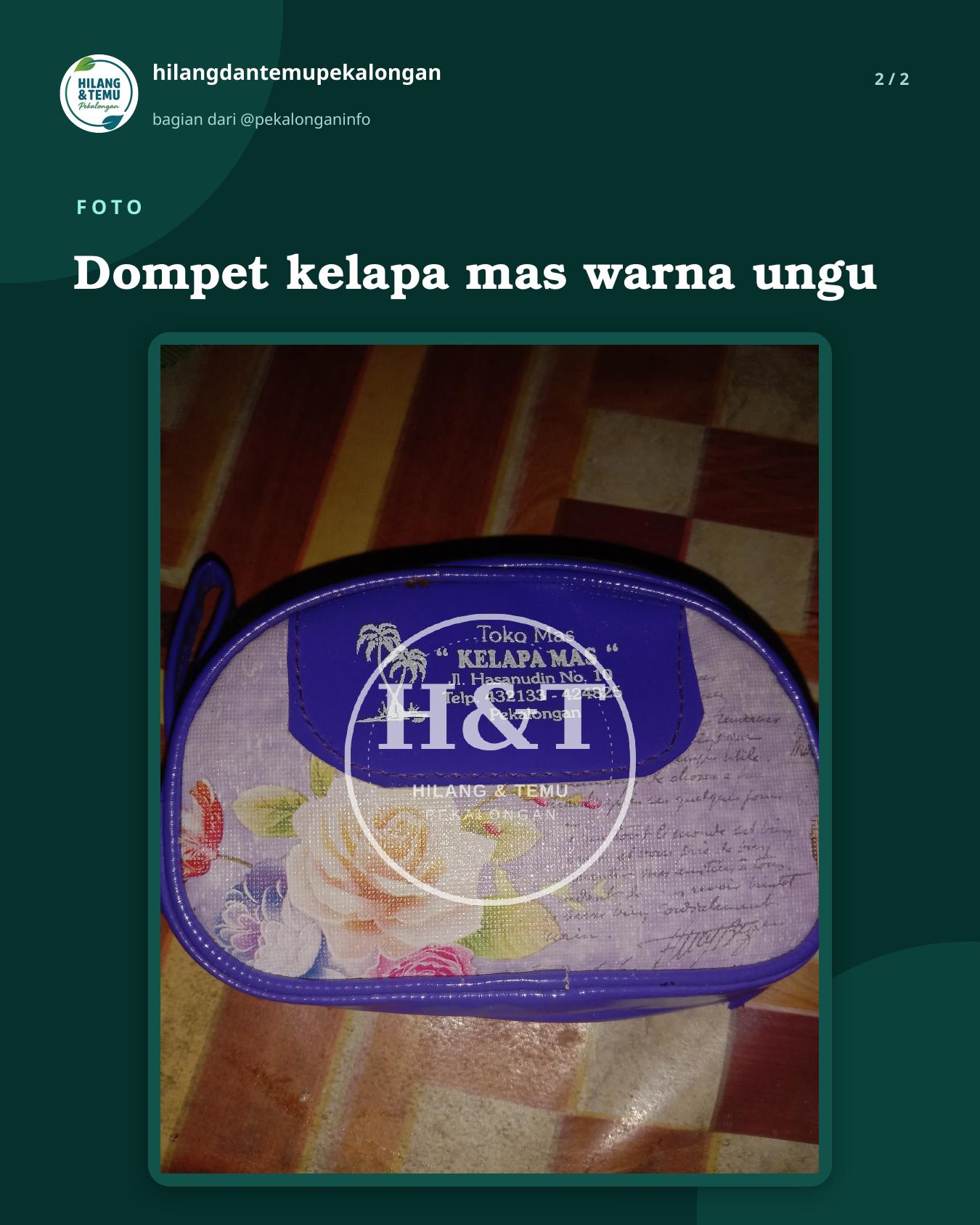 Slide 2 laporan Dompet kelapa mas warna ungu