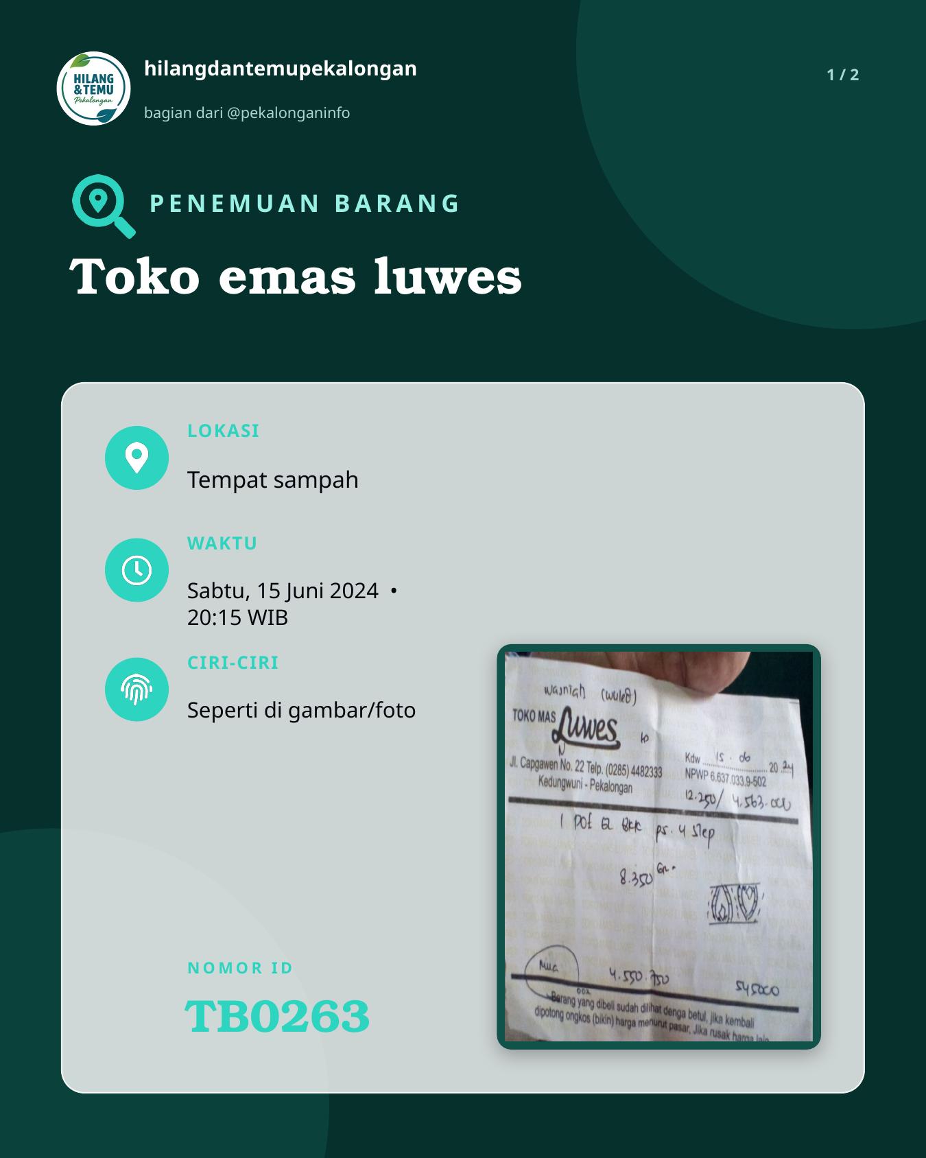 Slide 1 laporan Toko emas luwes