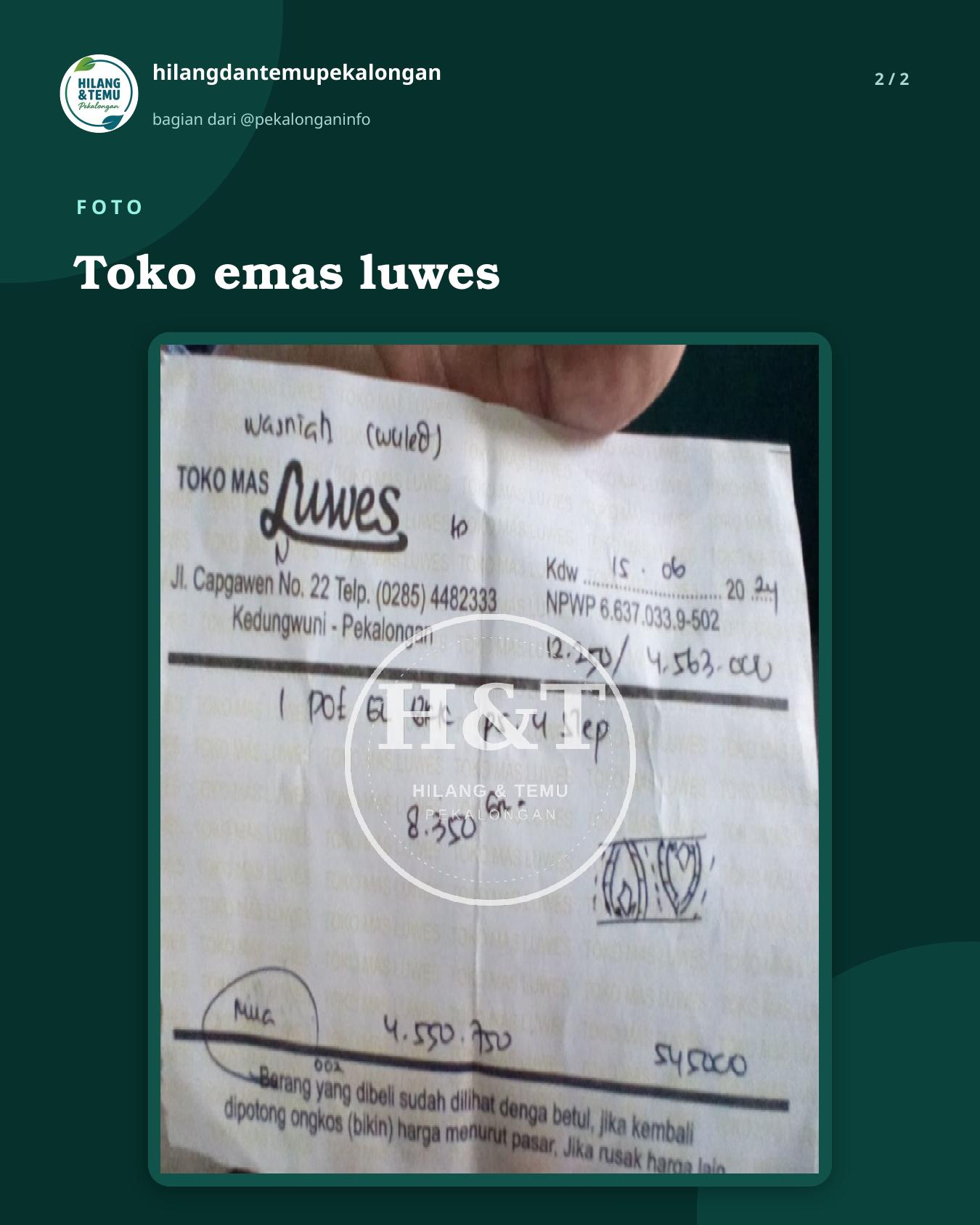 Slide 2 laporan Toko emas luwes