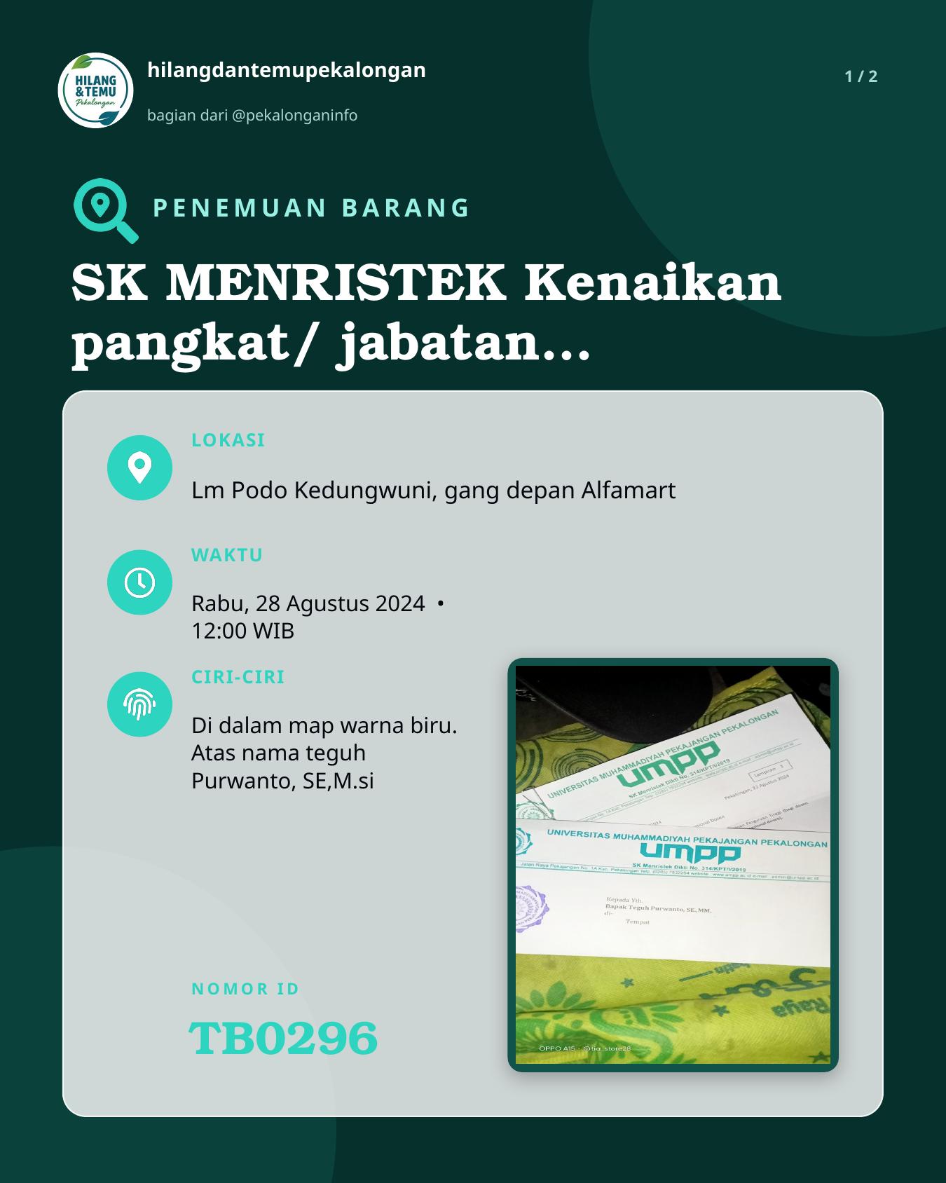 Slide 1 laporan SK MENRISTEK Kenaikan pangkat/ jabatan fungsional dosen UMPP