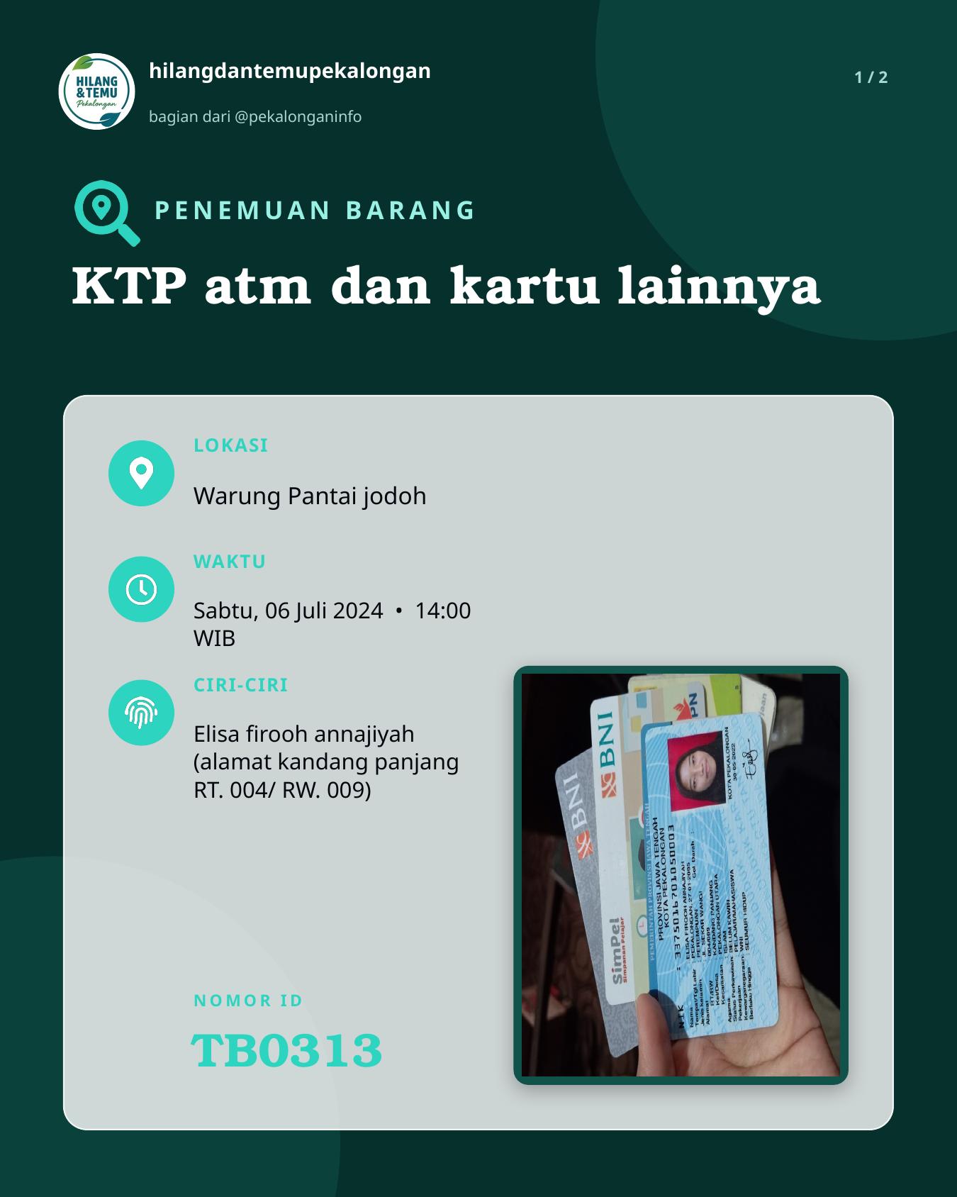 Slide 1 laporan KTP atm dan kartu lainnya