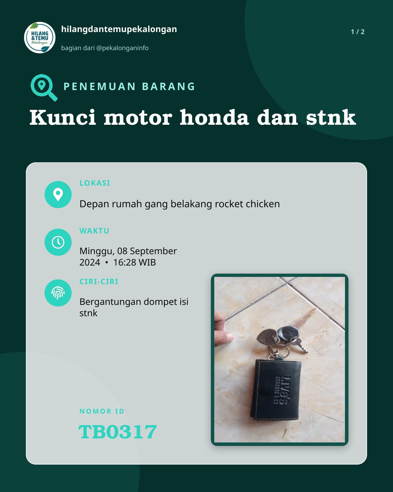 Slide 1 laporan Kunci motor honda dan stnk