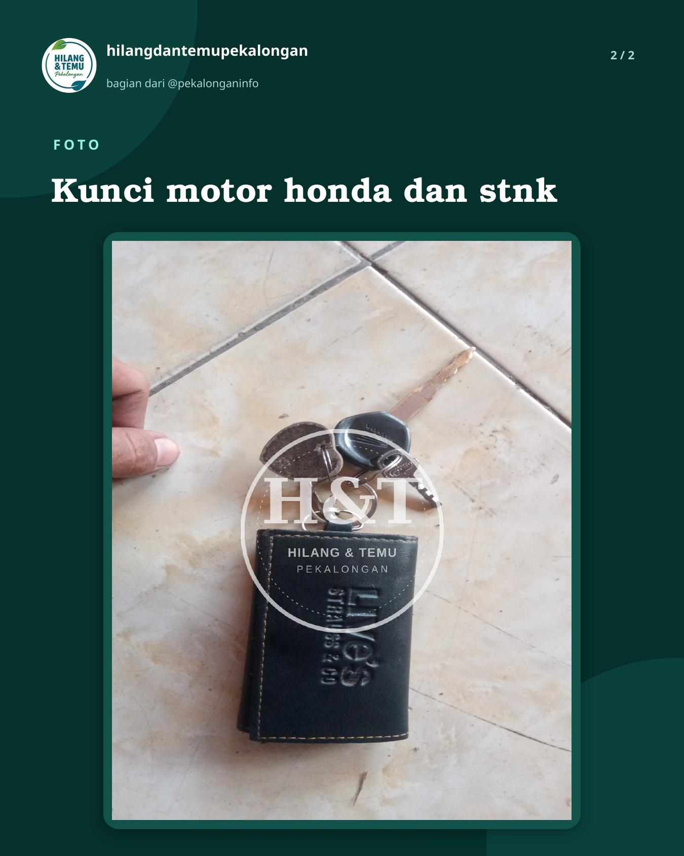 Slide 2 laporan Kunci motor honda dan stnk