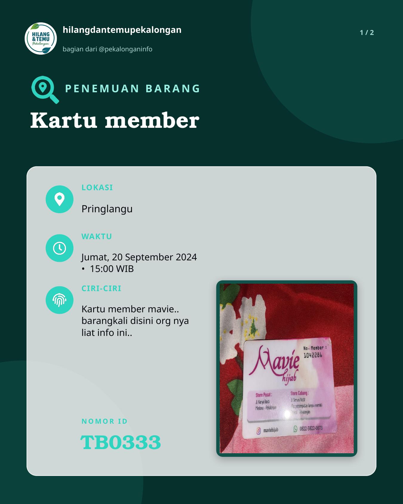Slide 1 laporan Kartu member