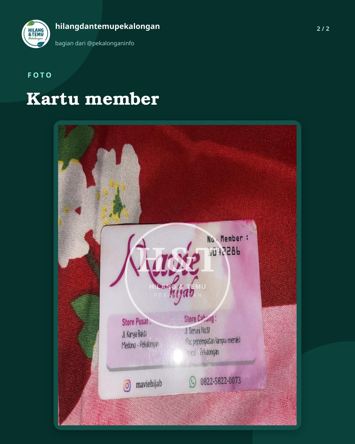 Slide 2 laporan Kartu member