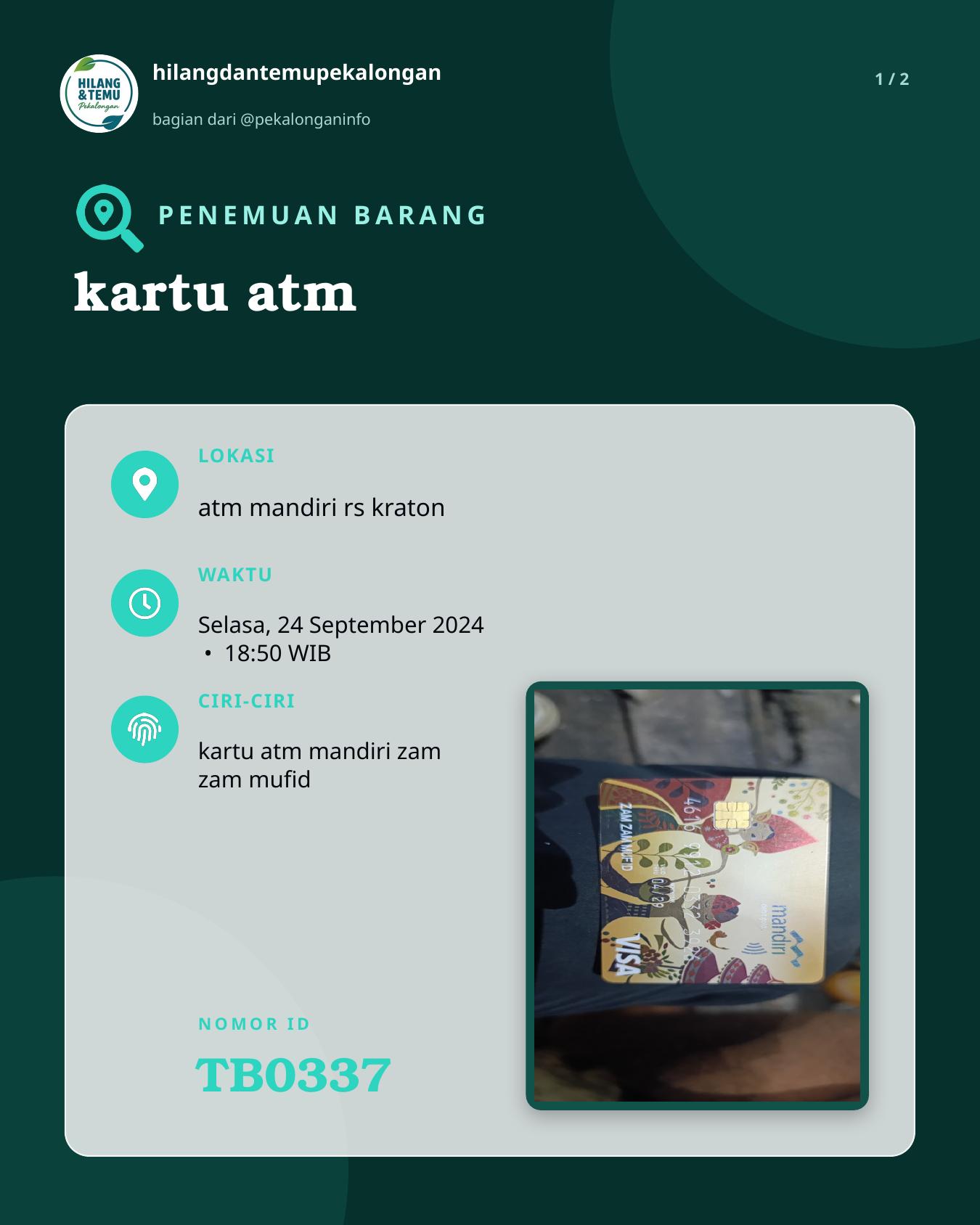 Slide 1 laporan kartu atm