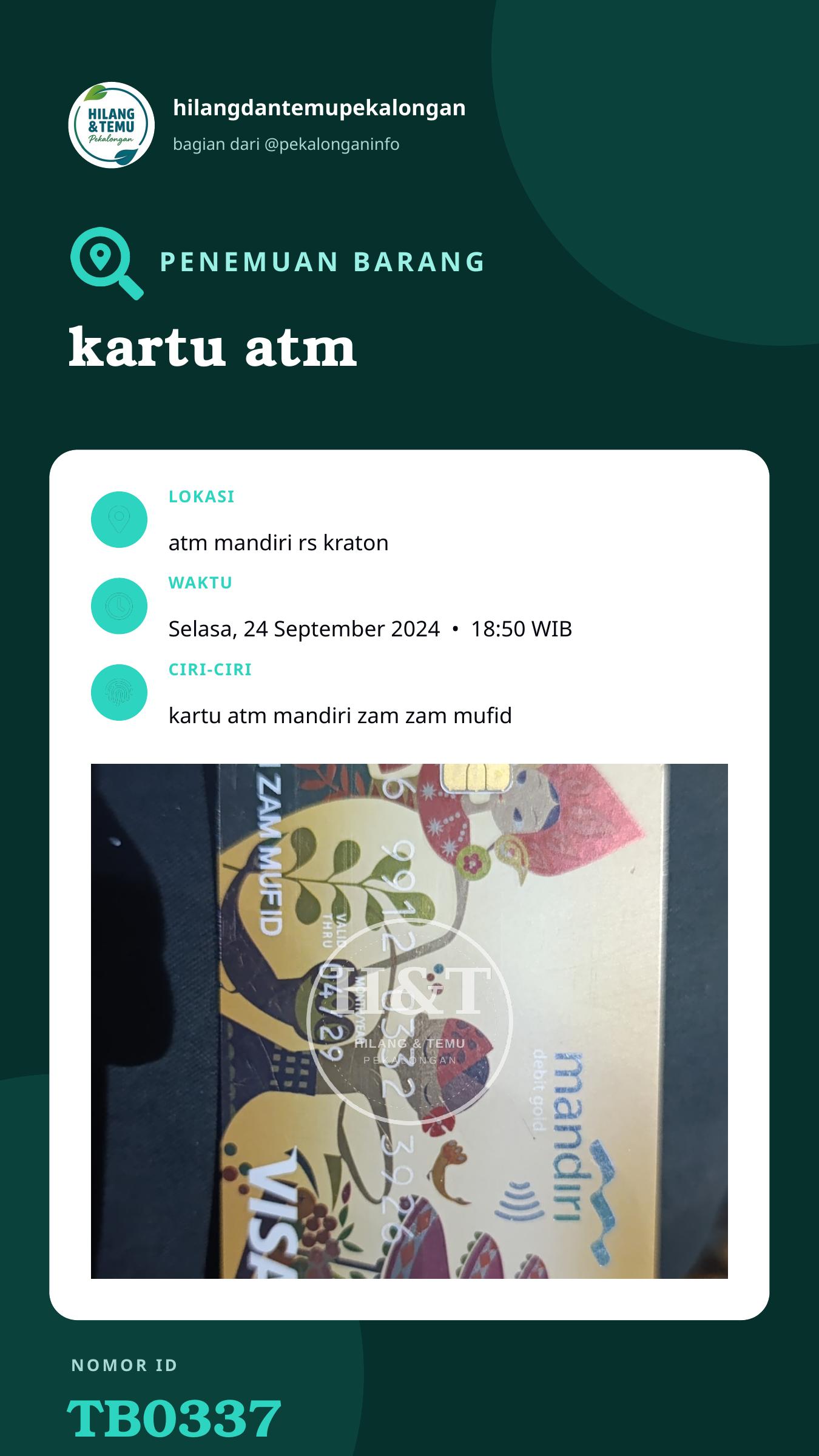 Story 9:16 laporan kartu atm