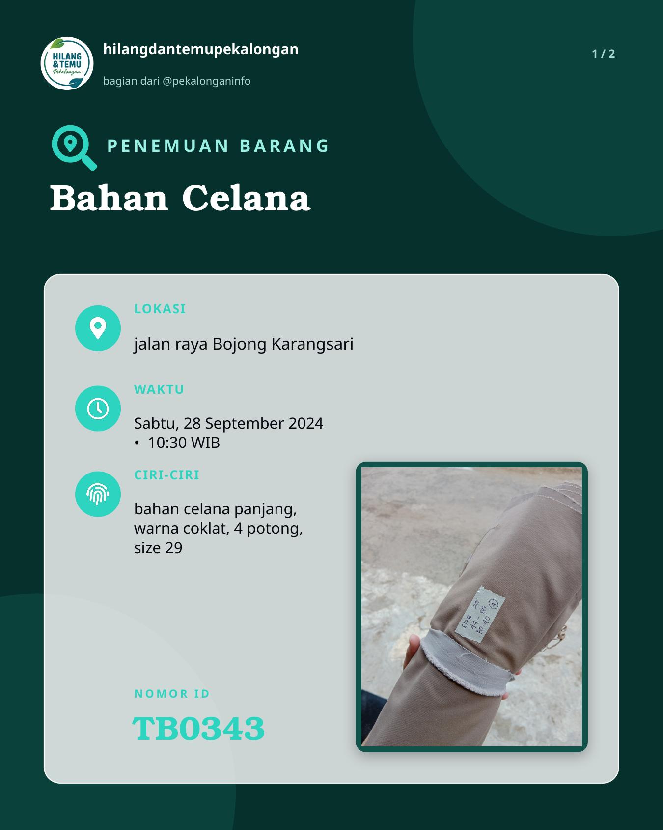 Slide 1 laporan Bahan Celana