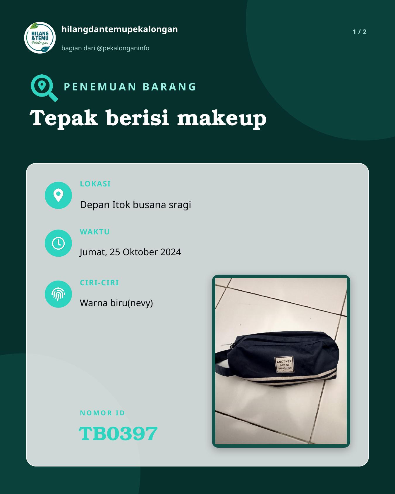Slide 1 laporan Tepak berisi makeup
