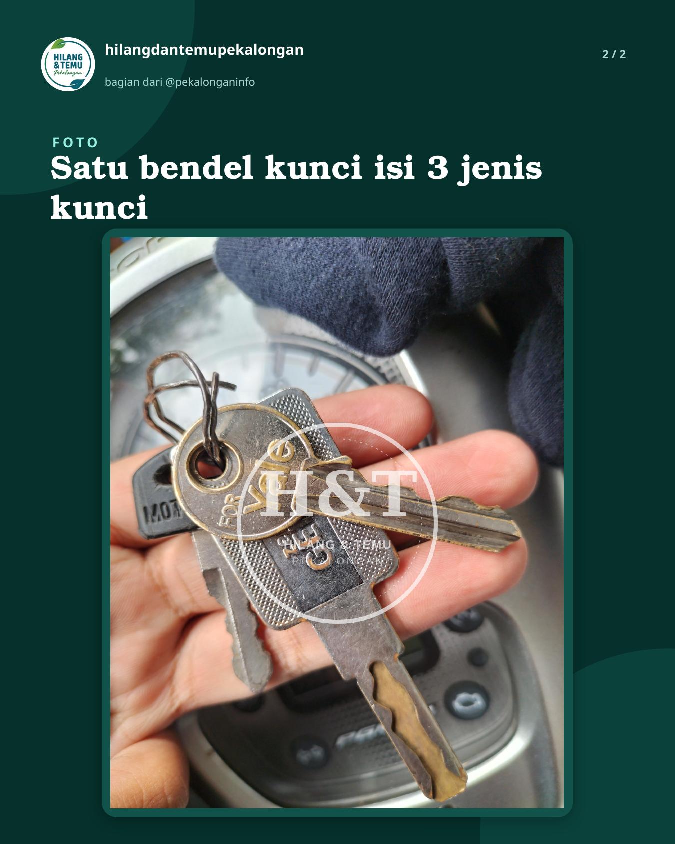 Slide 2 laporan Satu bendel kunci isi 3 jenis kunci
