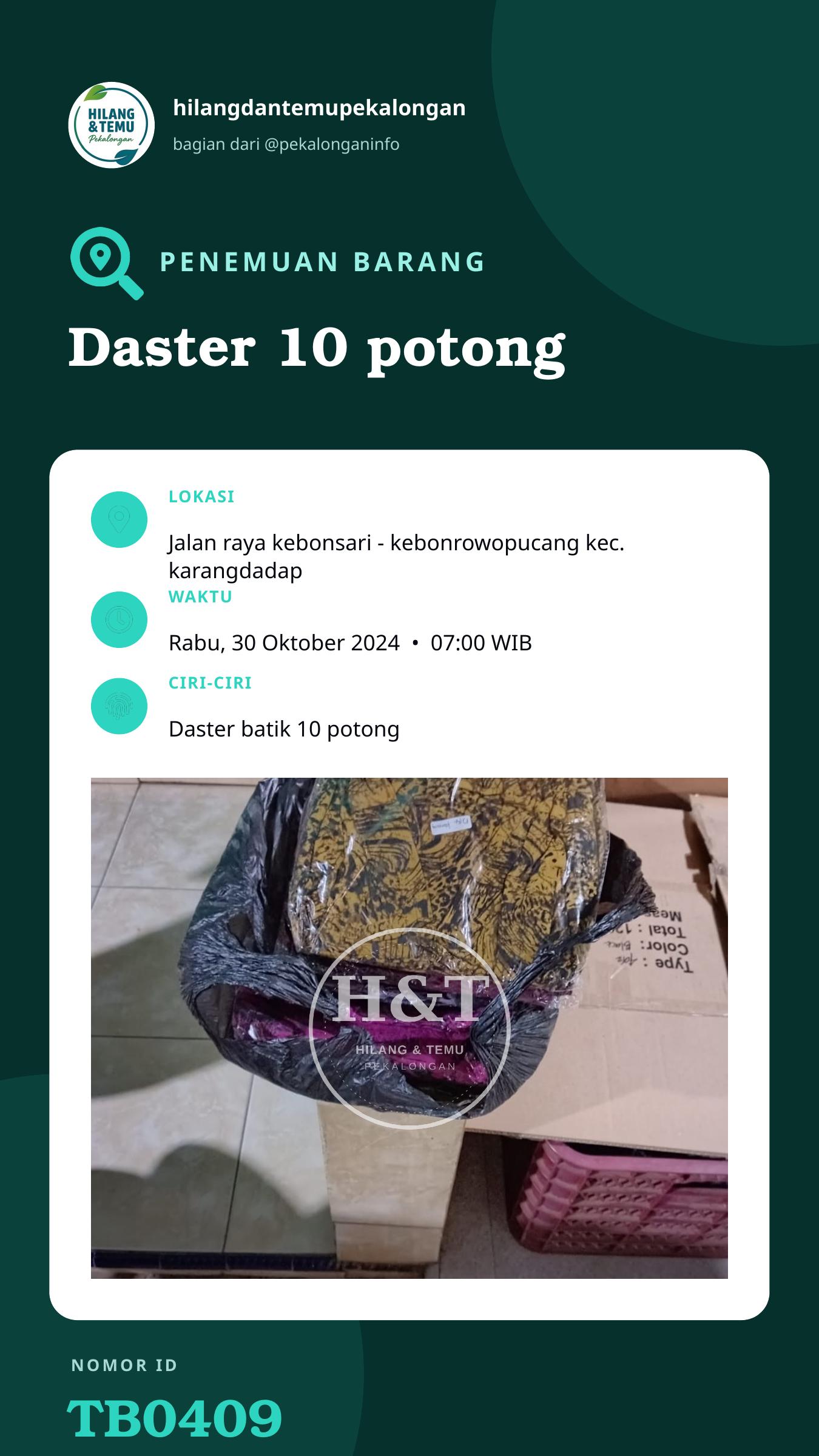 Story 9:16 laporan Daster 10 potong