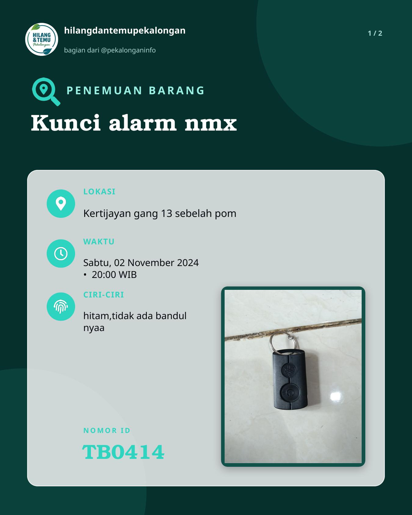 Slide 1 laporan Kunci alarm nmx