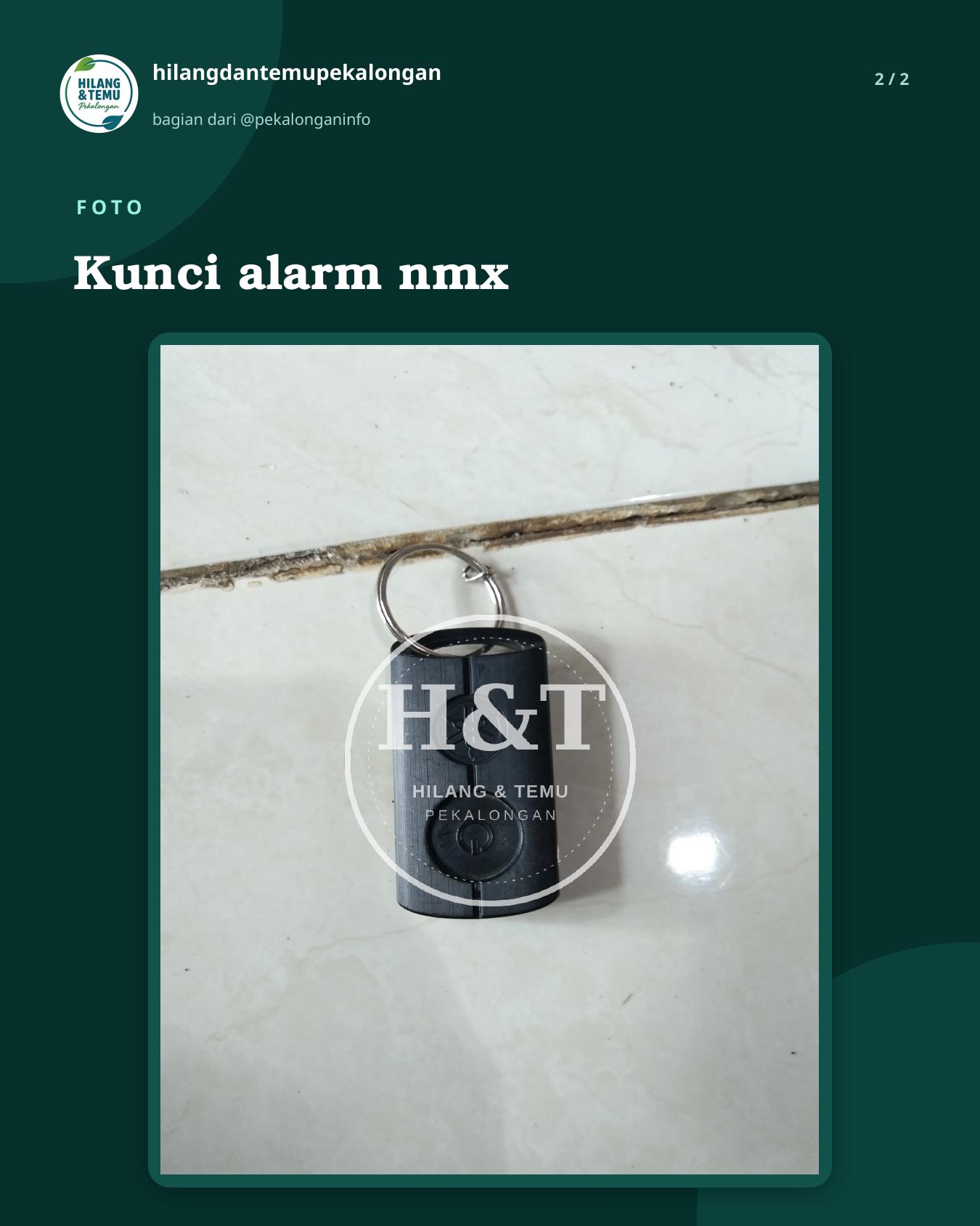Slide 2 laporan Kunci alarm nmx