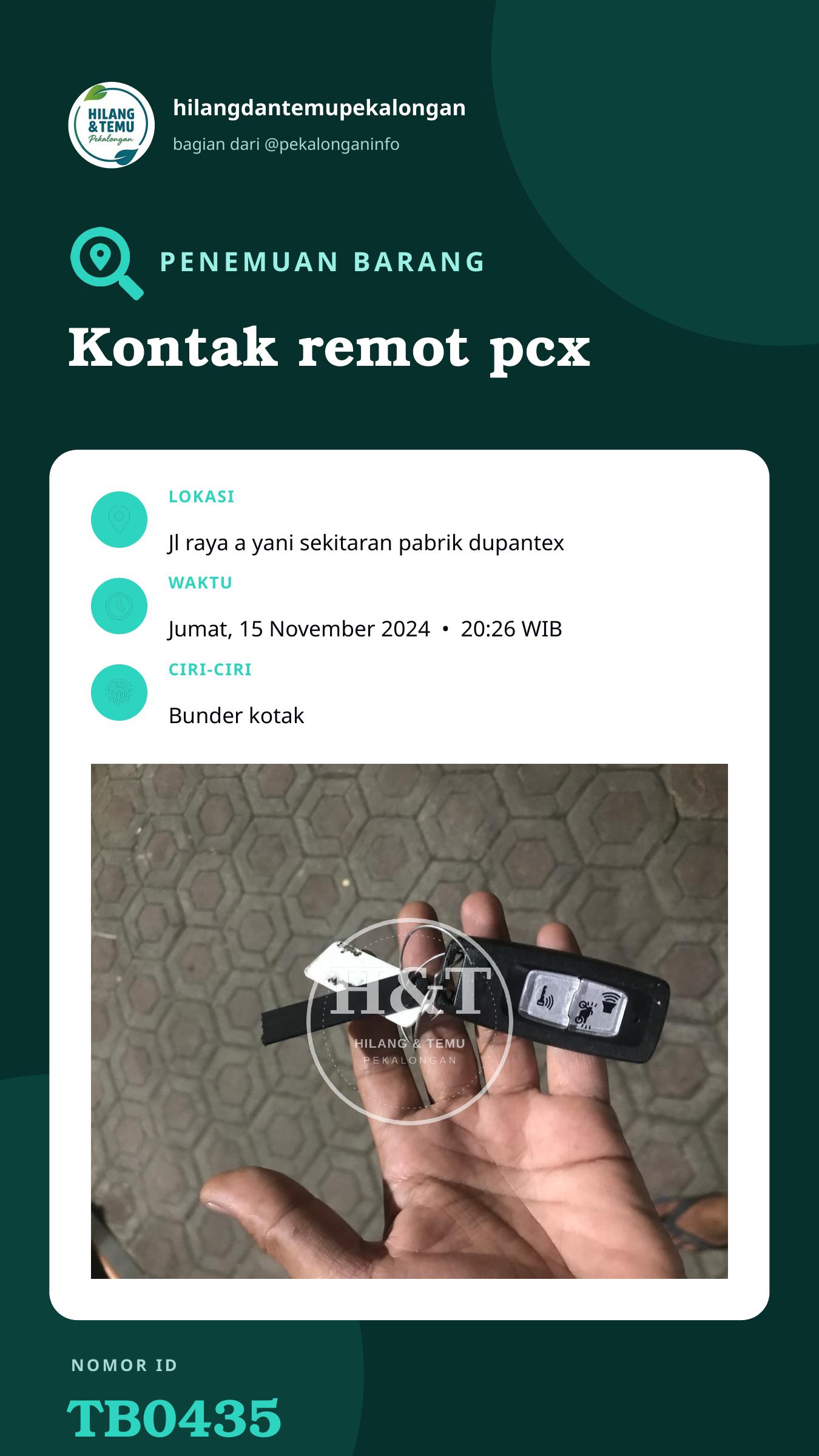 Story 9:16 laporan Kontak remot pcx