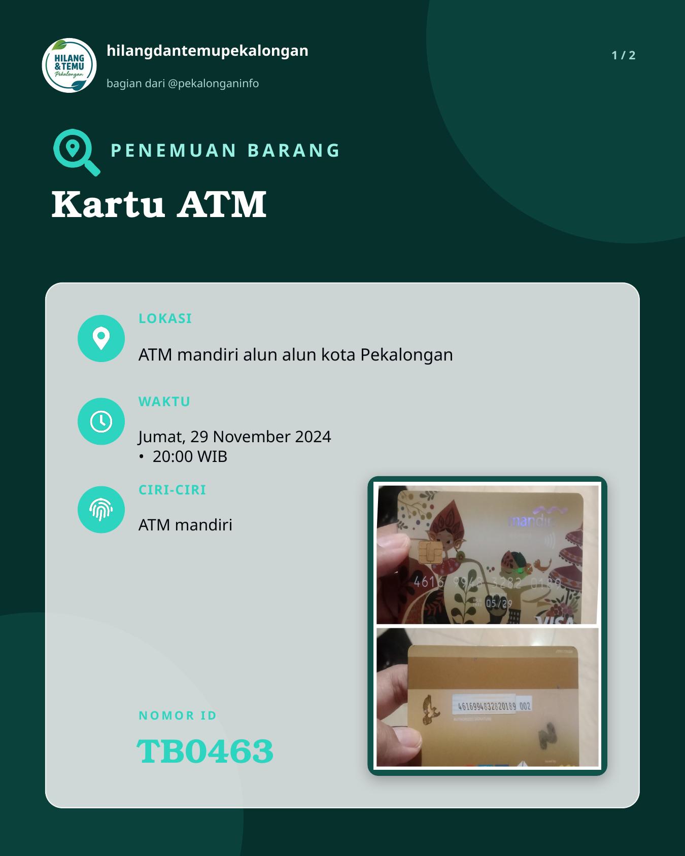 Slide 1 laporan Kartu ATM