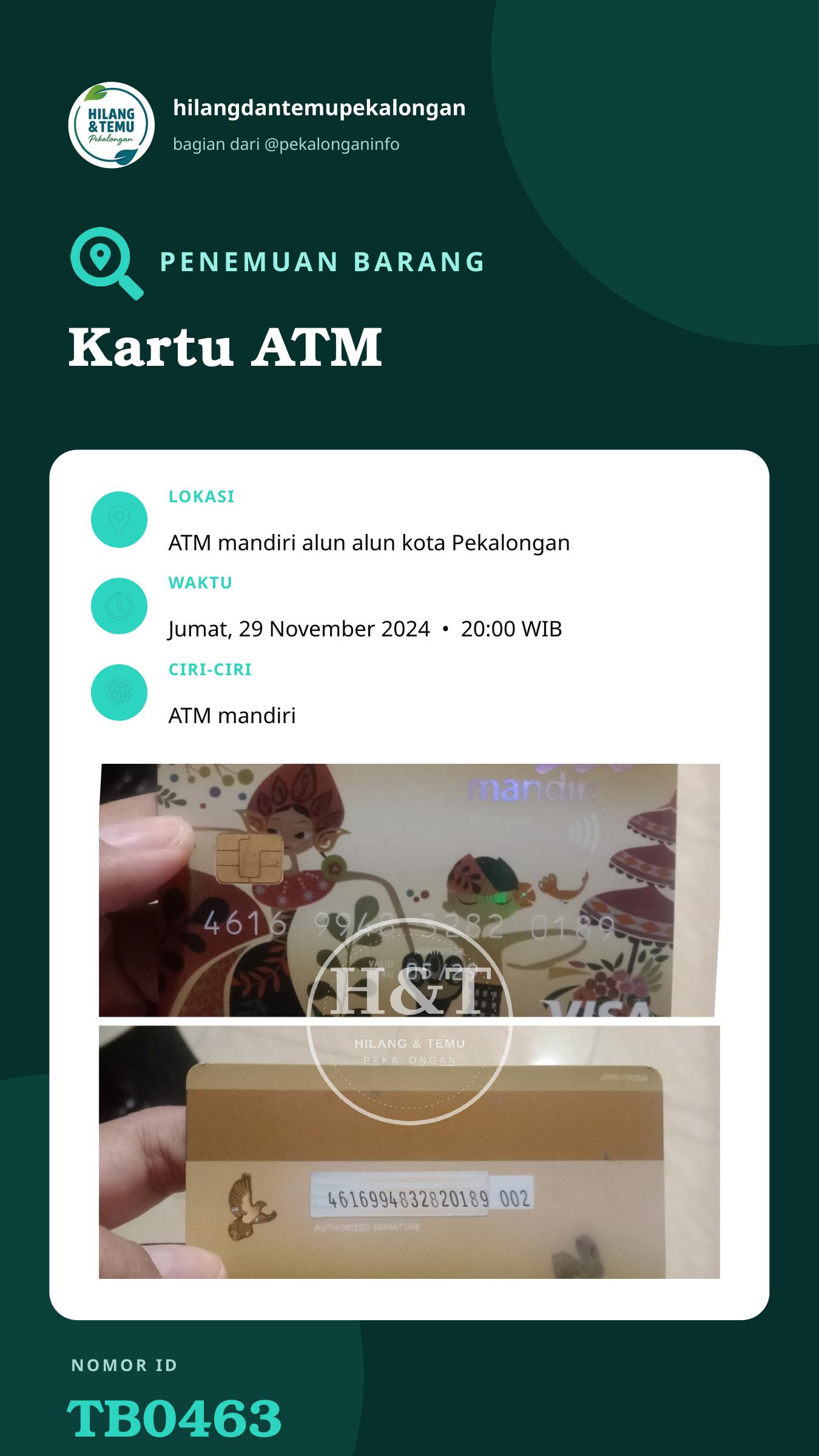 Story 9:16 laporan Kartu ATM