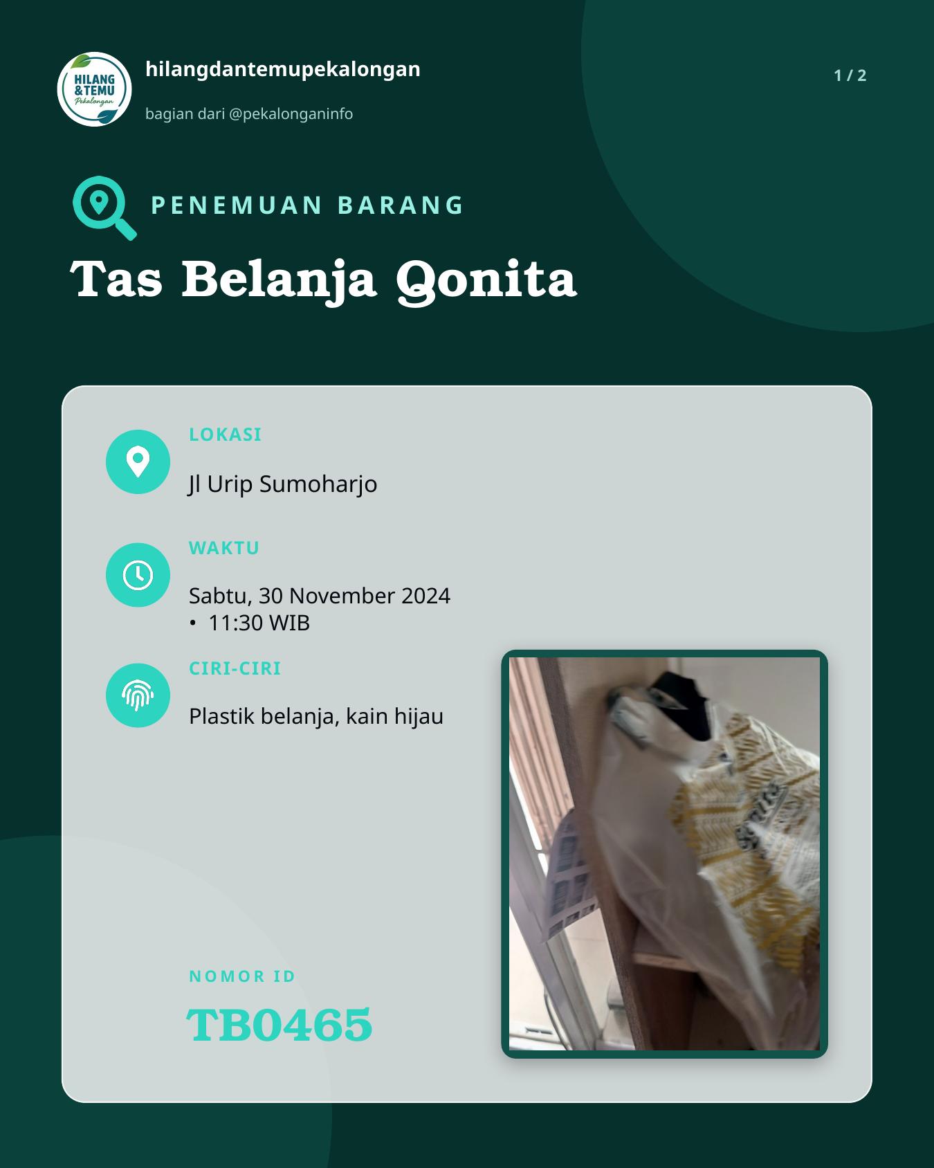 Slide 1 laporan Tas Belanja Qonita
