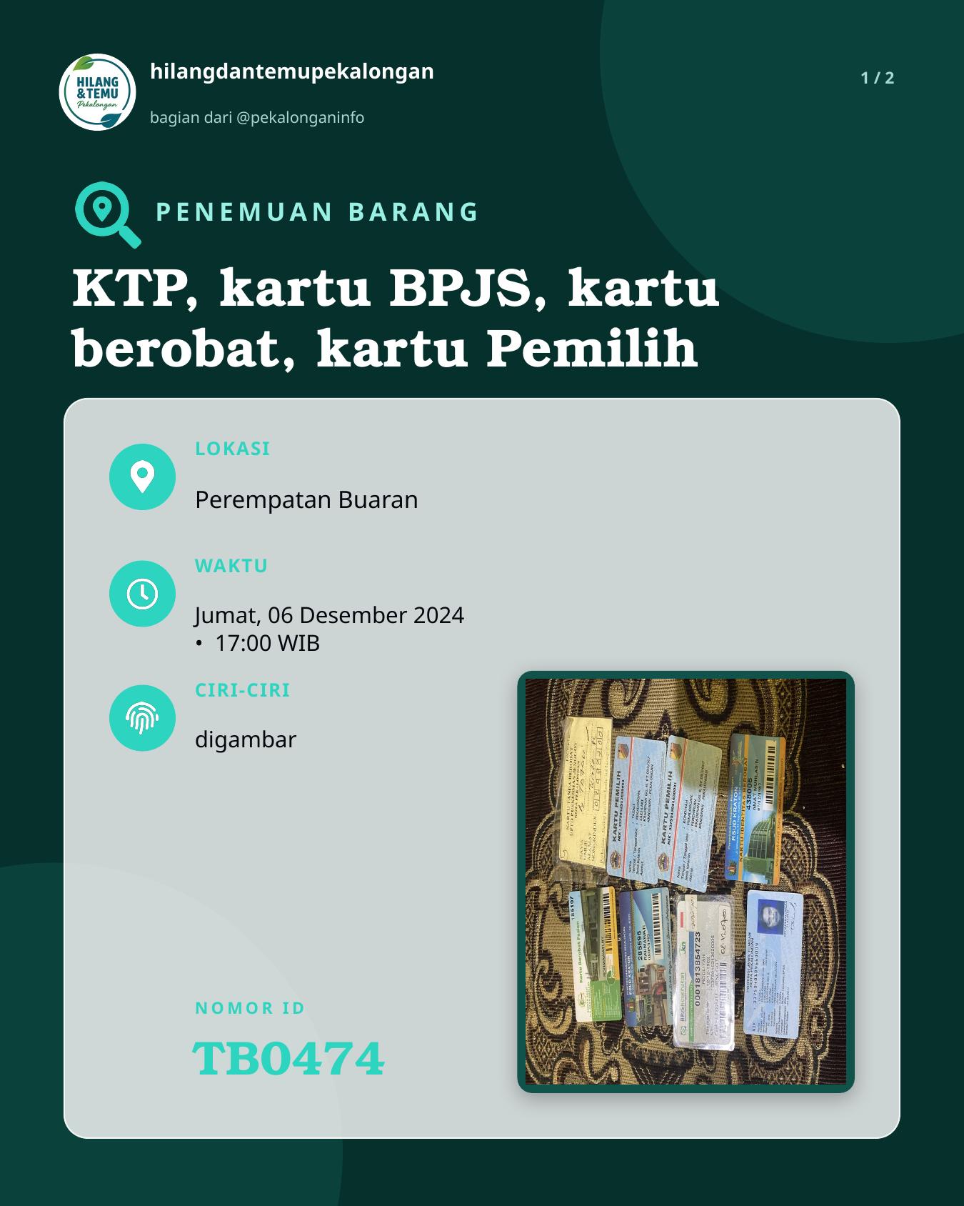 Slide 1 laporan KTP, kartu BPJS, kartu berobat, kartu Pemilih