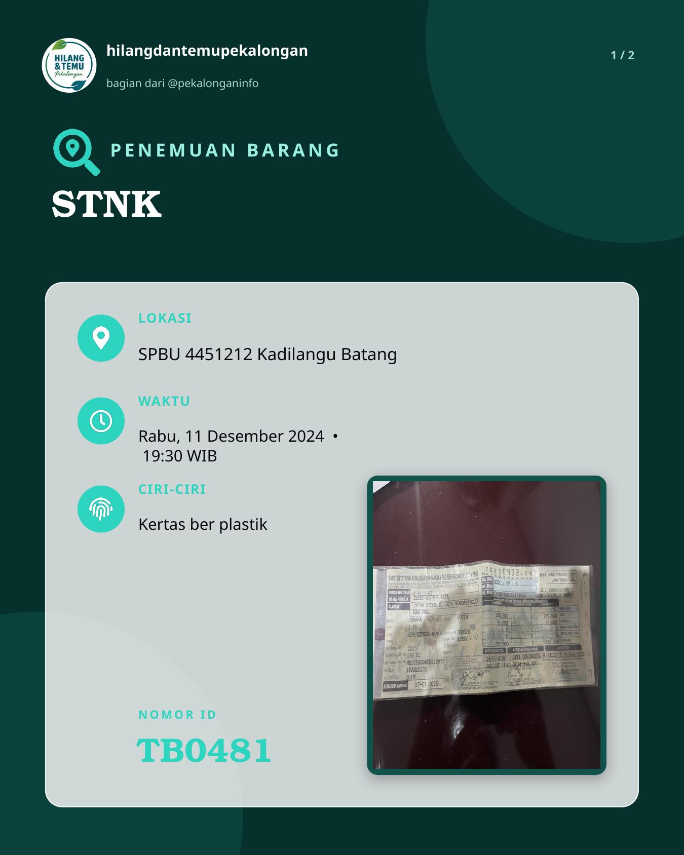 Slide 1 laporan STNK