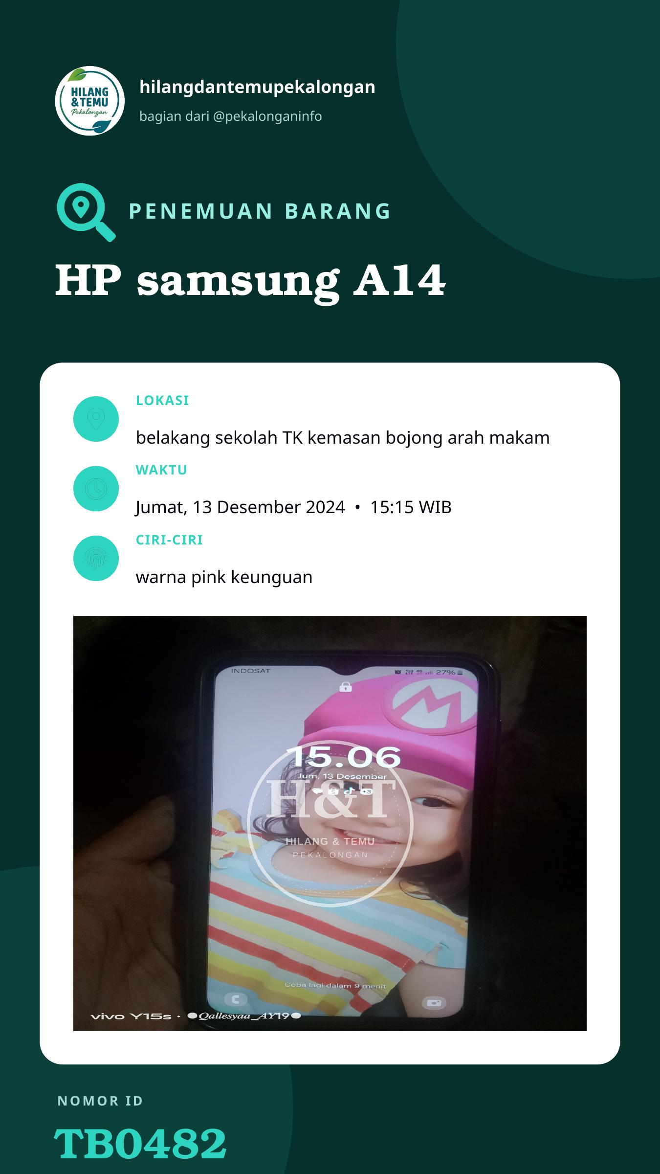 Story 9:16 laporan HP samsung A14