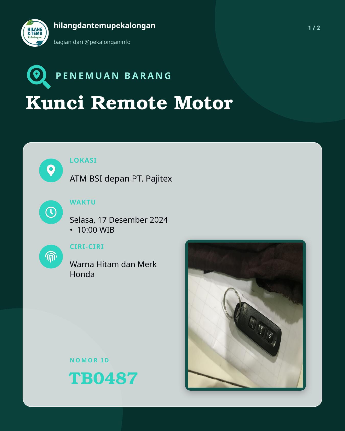 Slide 1 laporan Kunci Remote Motor