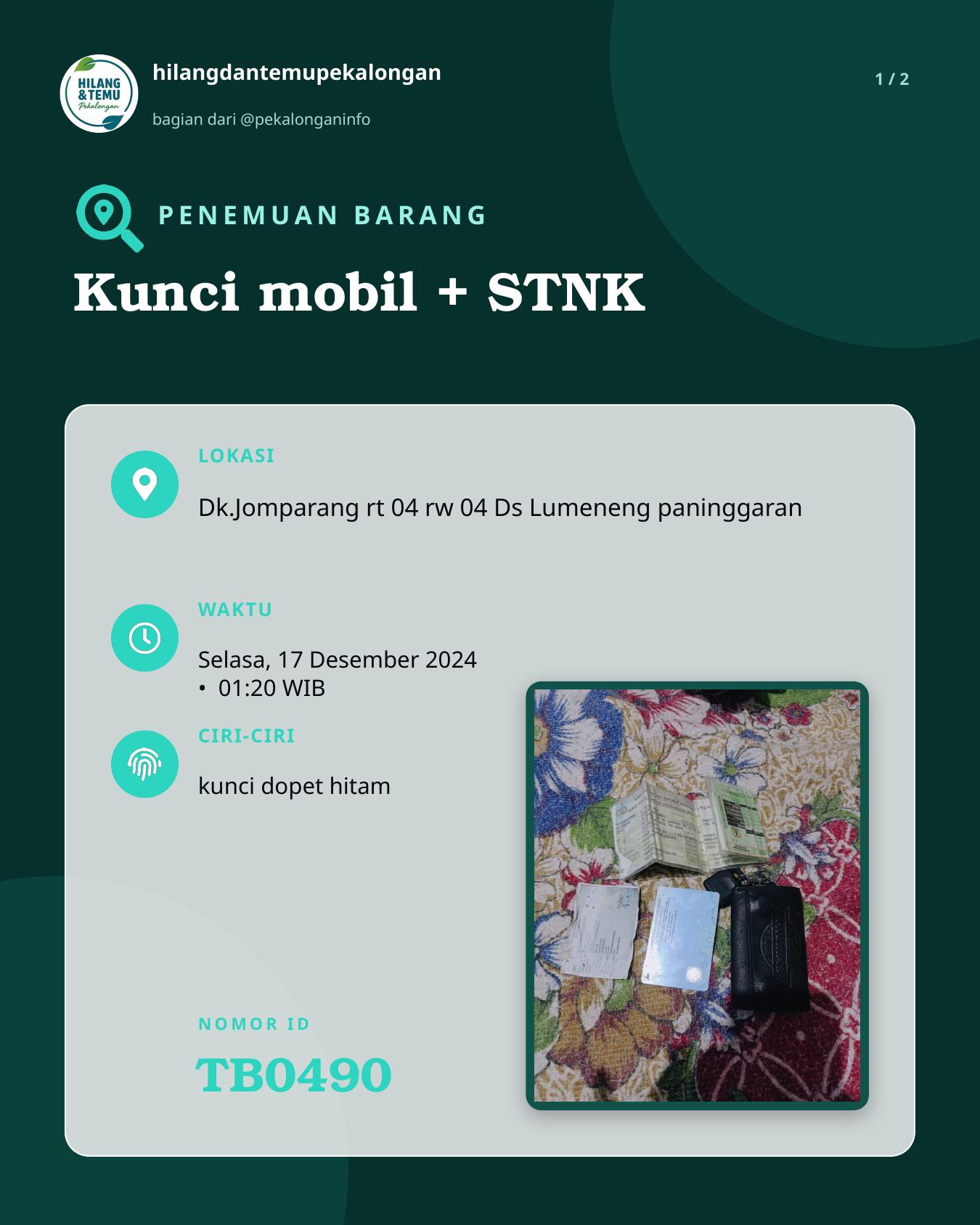 Slide 1 laporan Kunci mobil + STNK