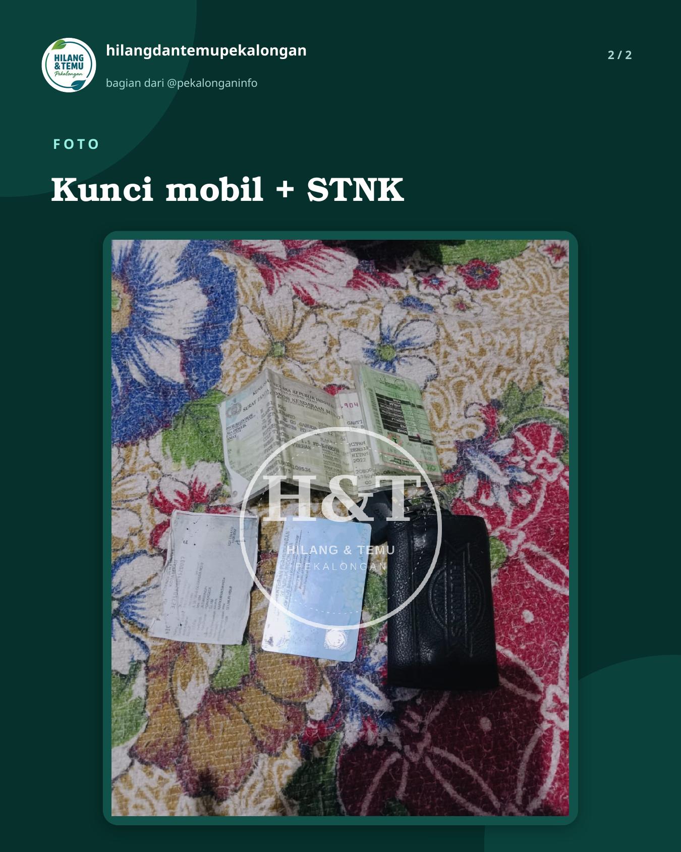 Slide 2 laporan Kunci mobil + STNK
