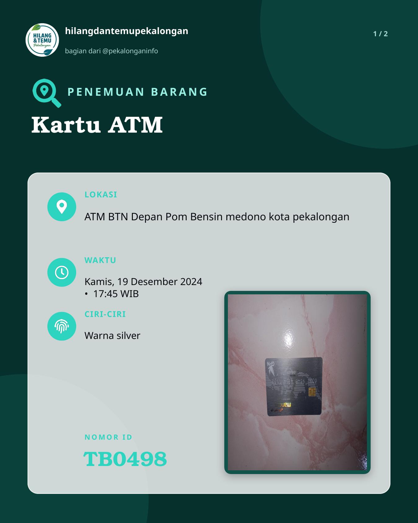 Slide 1 laporan Kartu ATM
