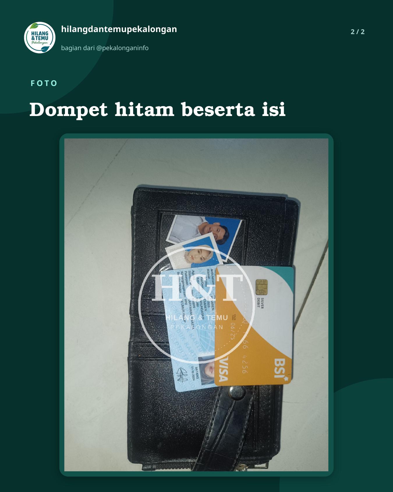 Slide 2 laporan Dompet hitam beserta isi
