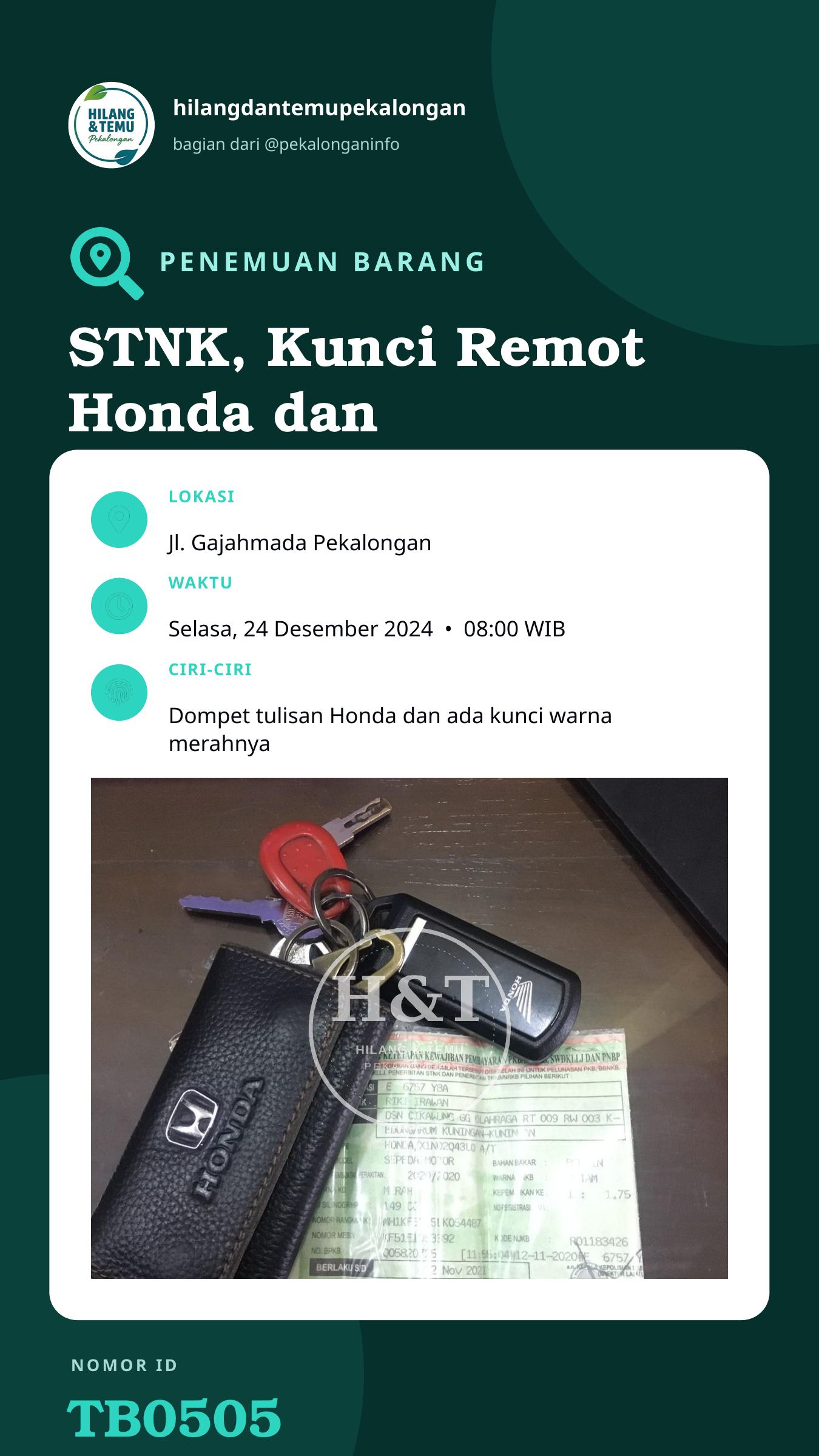 Story 9:16 laporan STNK, Kunci Remot Honda dan Dompet STNK