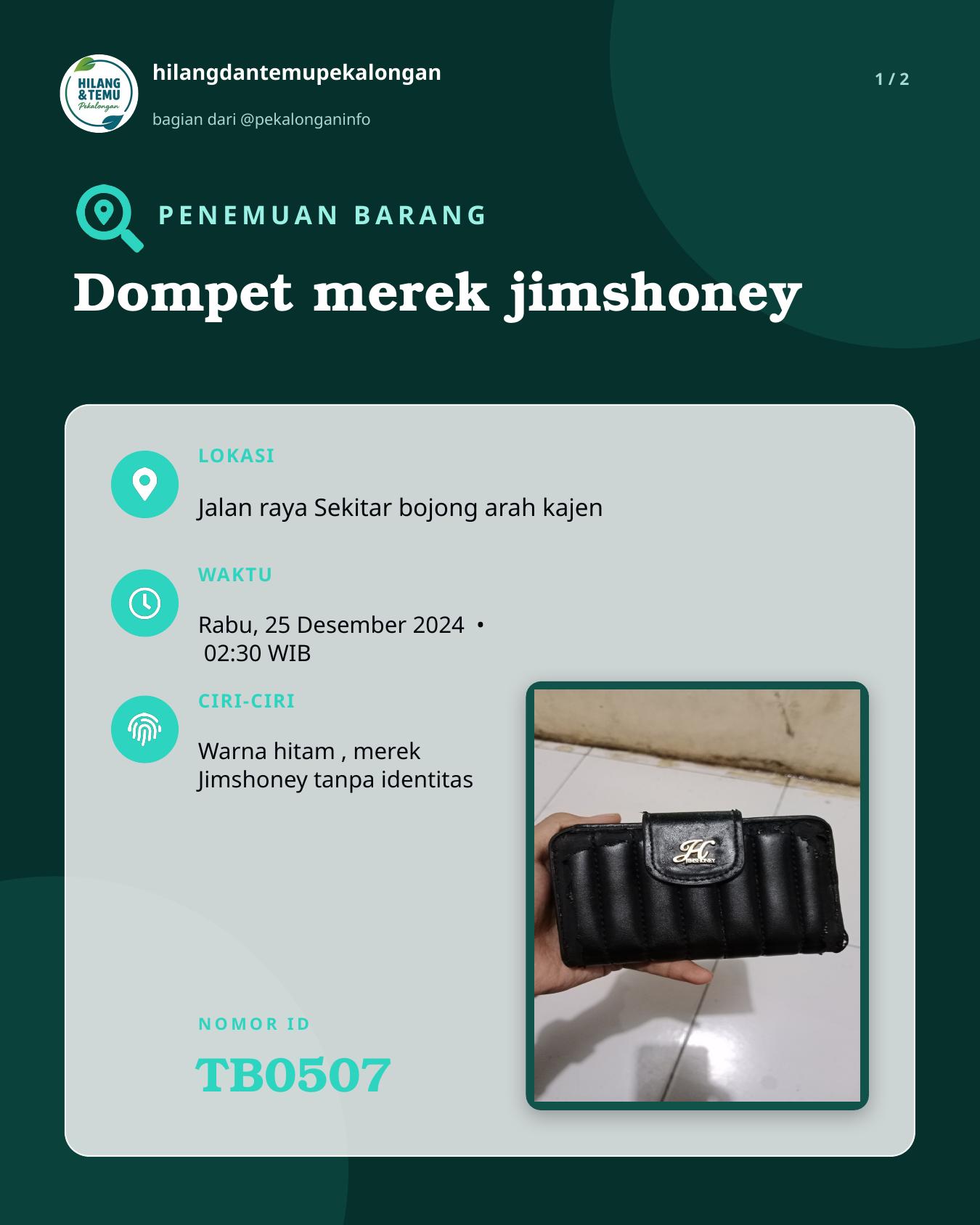Slide 1 laporan Dompet merek jimshoney
