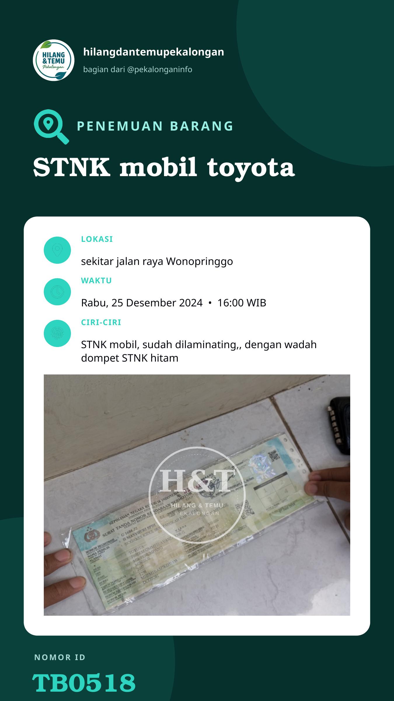 Story 9:16 laporan STNK mobil toyota