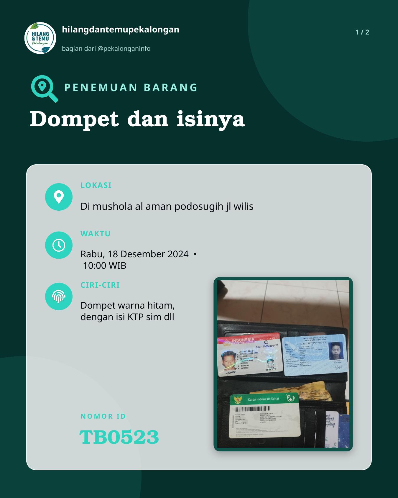 Slide 1 laporan Dompet dan isinya