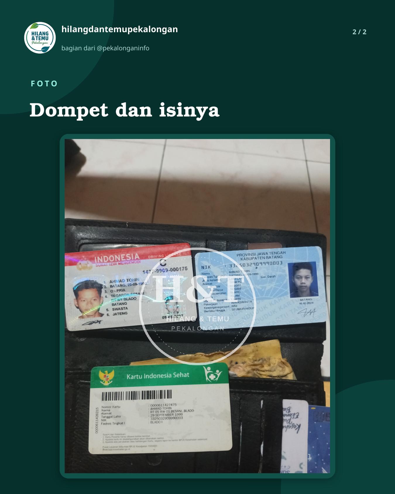 Slide 2 laporan Dompet dan isinya