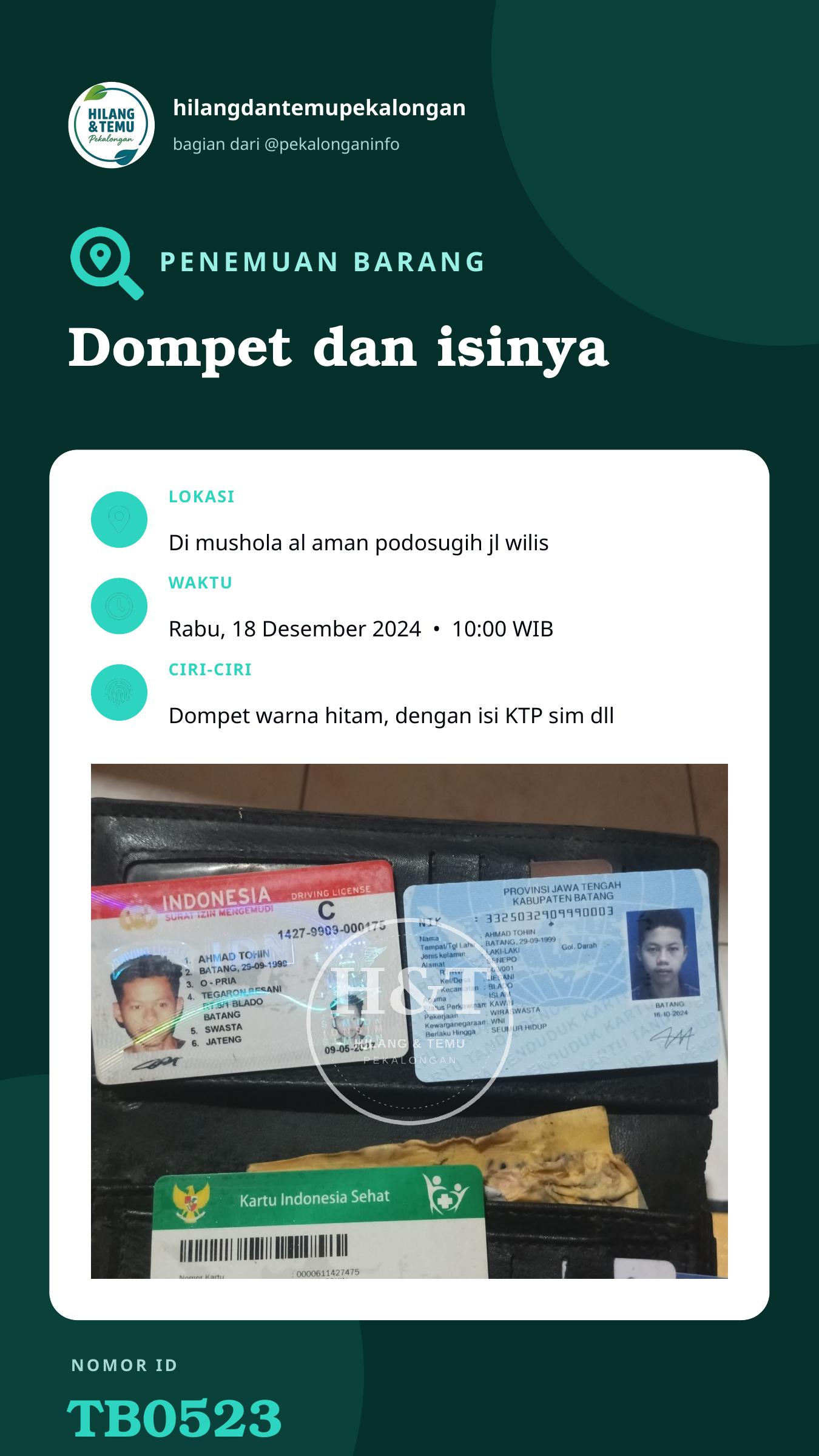 Story 9:16 laporan Dompet dan isinya