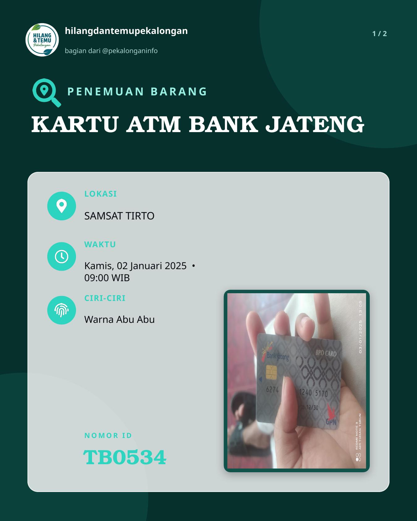 Slide 1 laporan KARTU ATM BANK JATENG