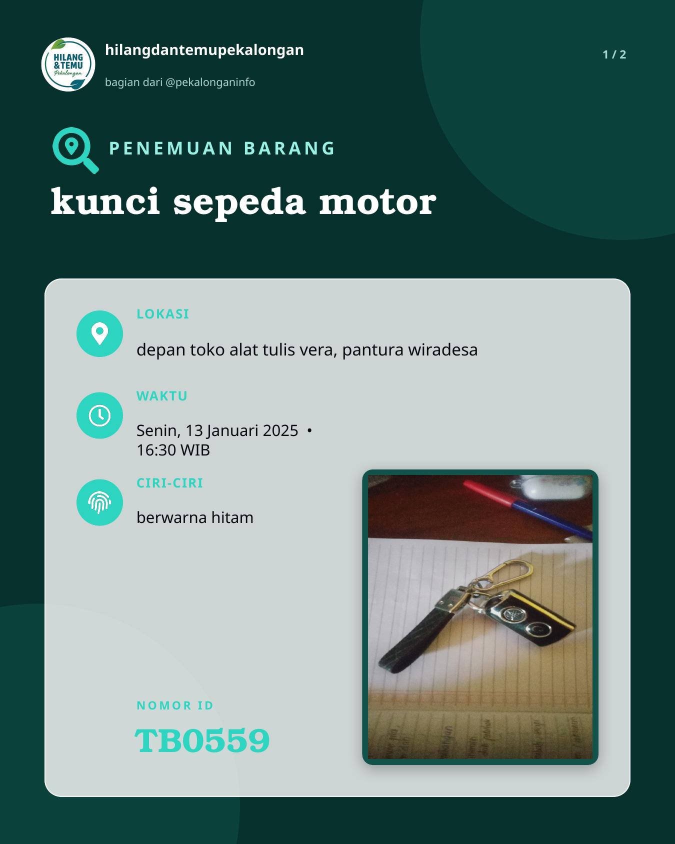Slide 1 laporan kunci sepeda motor