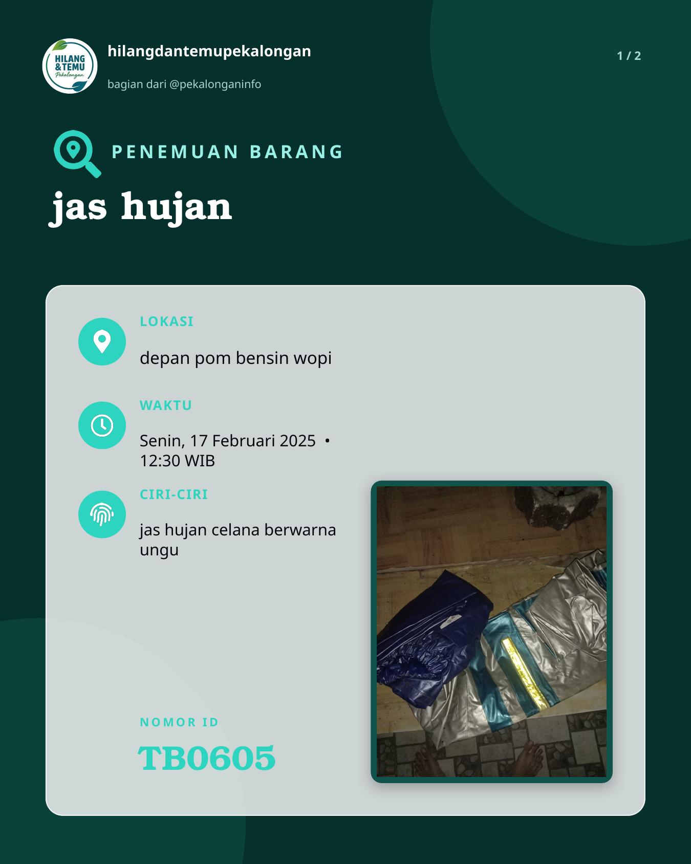 Slide 1 laporan jas hujan