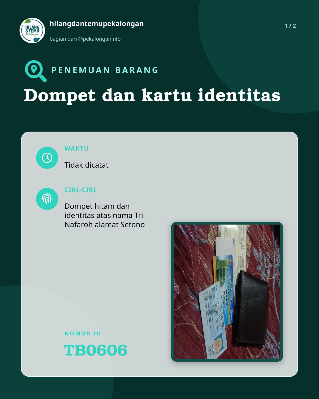 Slide 1 laporan Dompet dan kartu identitas