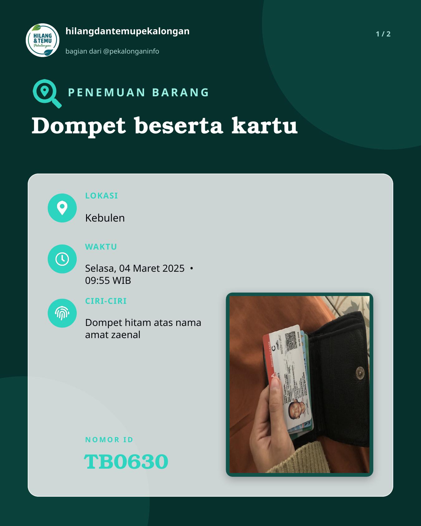 Slide 1 laporan Dompet beserta kartu
