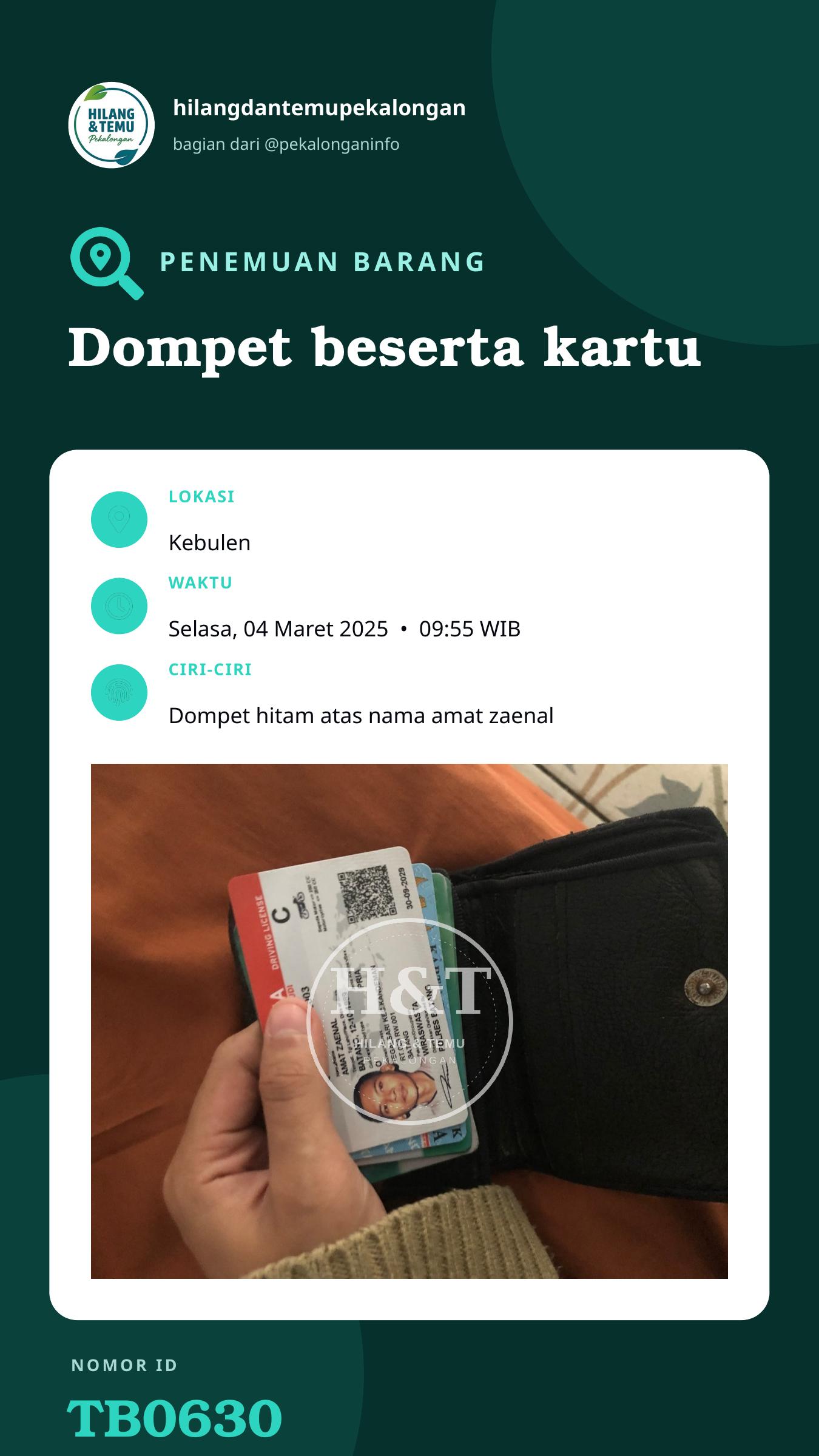 Story 9:16 laporan Dompet beserta kartu